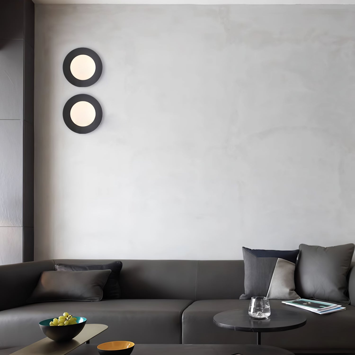 Elem Modern Minimalist Round Art Brass Glass Wall Lamp-Neutral Decor
