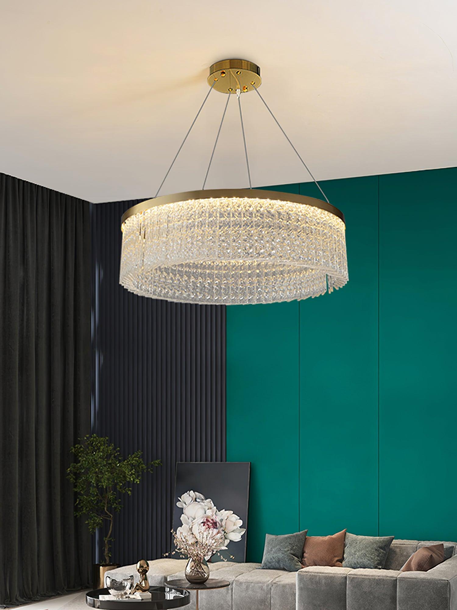 Lustra Chandelier Round Halo Crystal-Neutral Decor