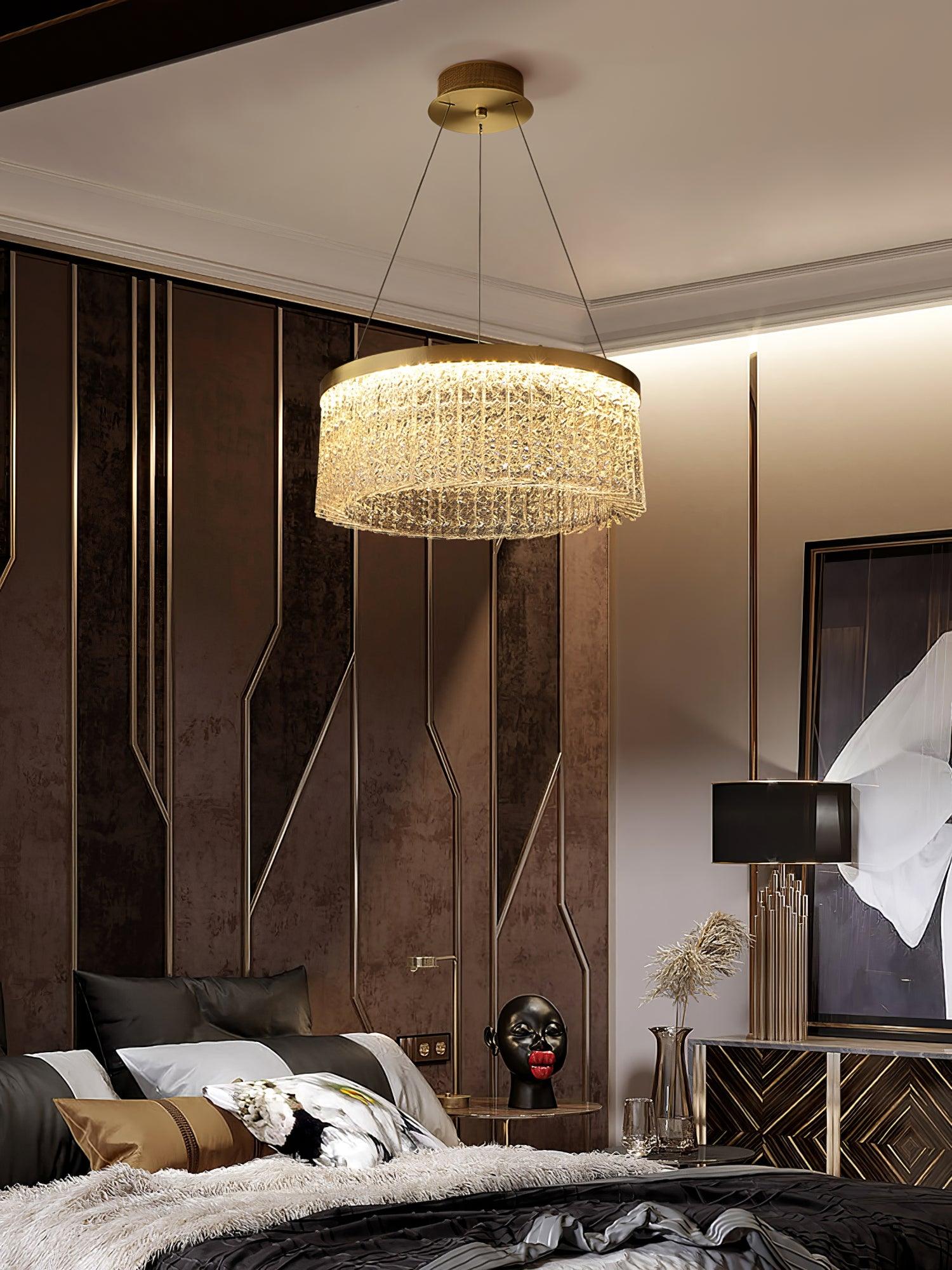 Lustra Chandelier Round Halo Crystal-Neutral Decor