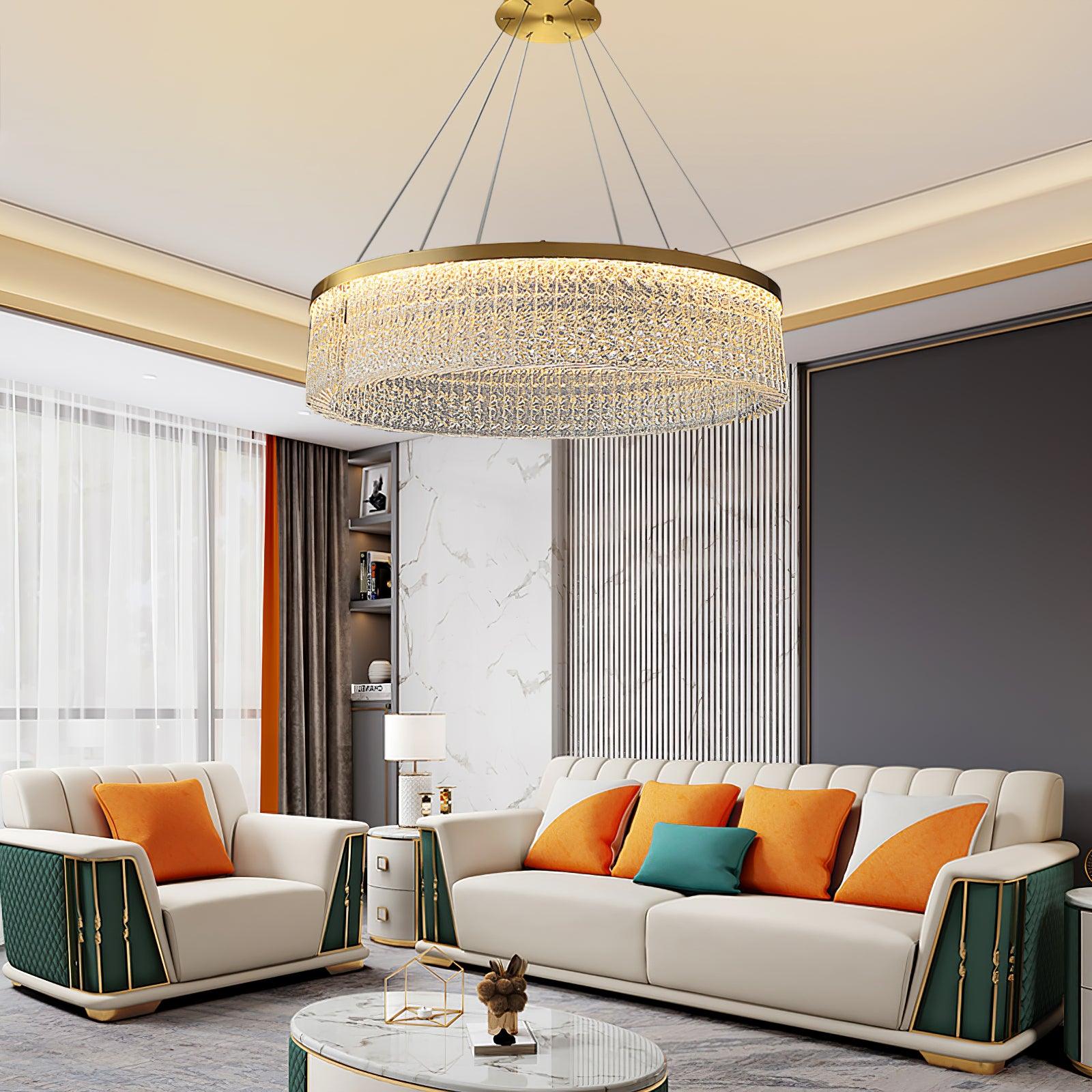 Lustra Chandelier Round Halo Crystal-Neutral Decor