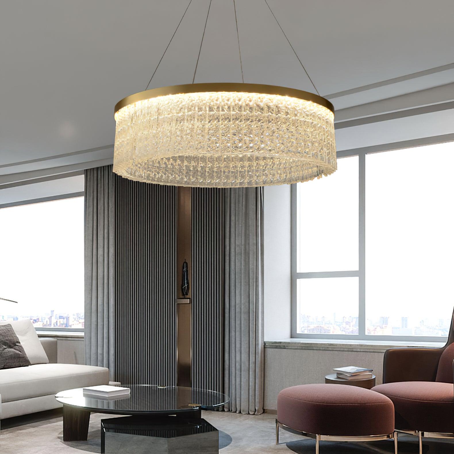 Lustra Chandelier Round Halo Crystal-Neutral Decor
