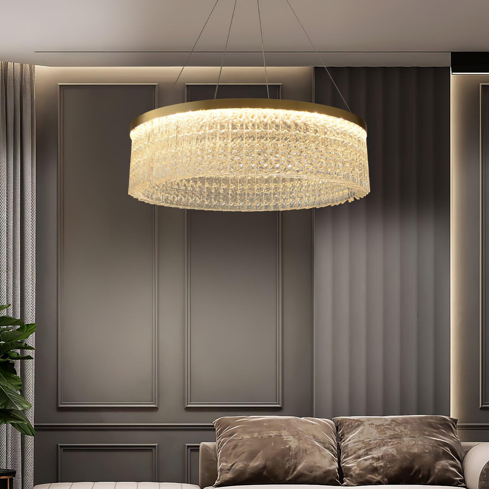 Lustra Chandelier Round Halo Crystal-Neutral Decor