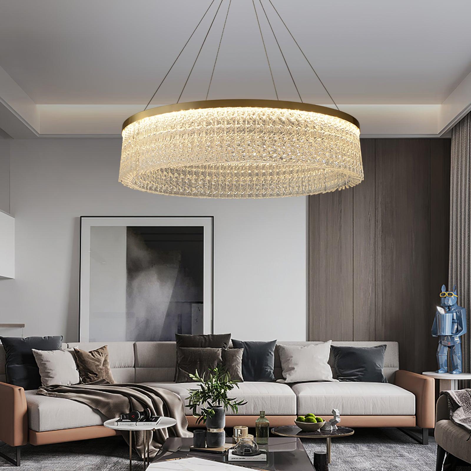 Lustra Chandelier Round Halo Crystal-Neutral Decor