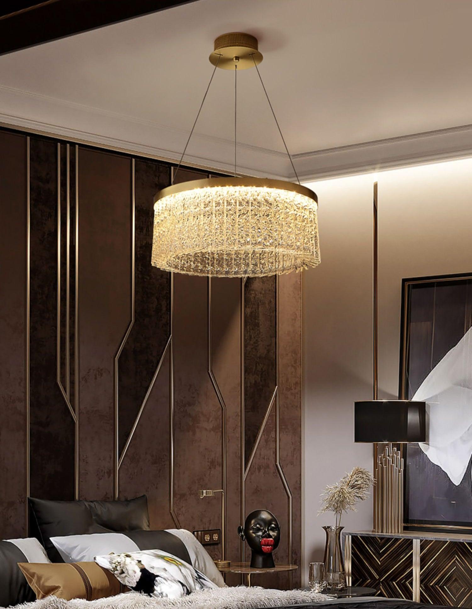 Lustra Chandelier Round Halo Crystal-Neutral Decor