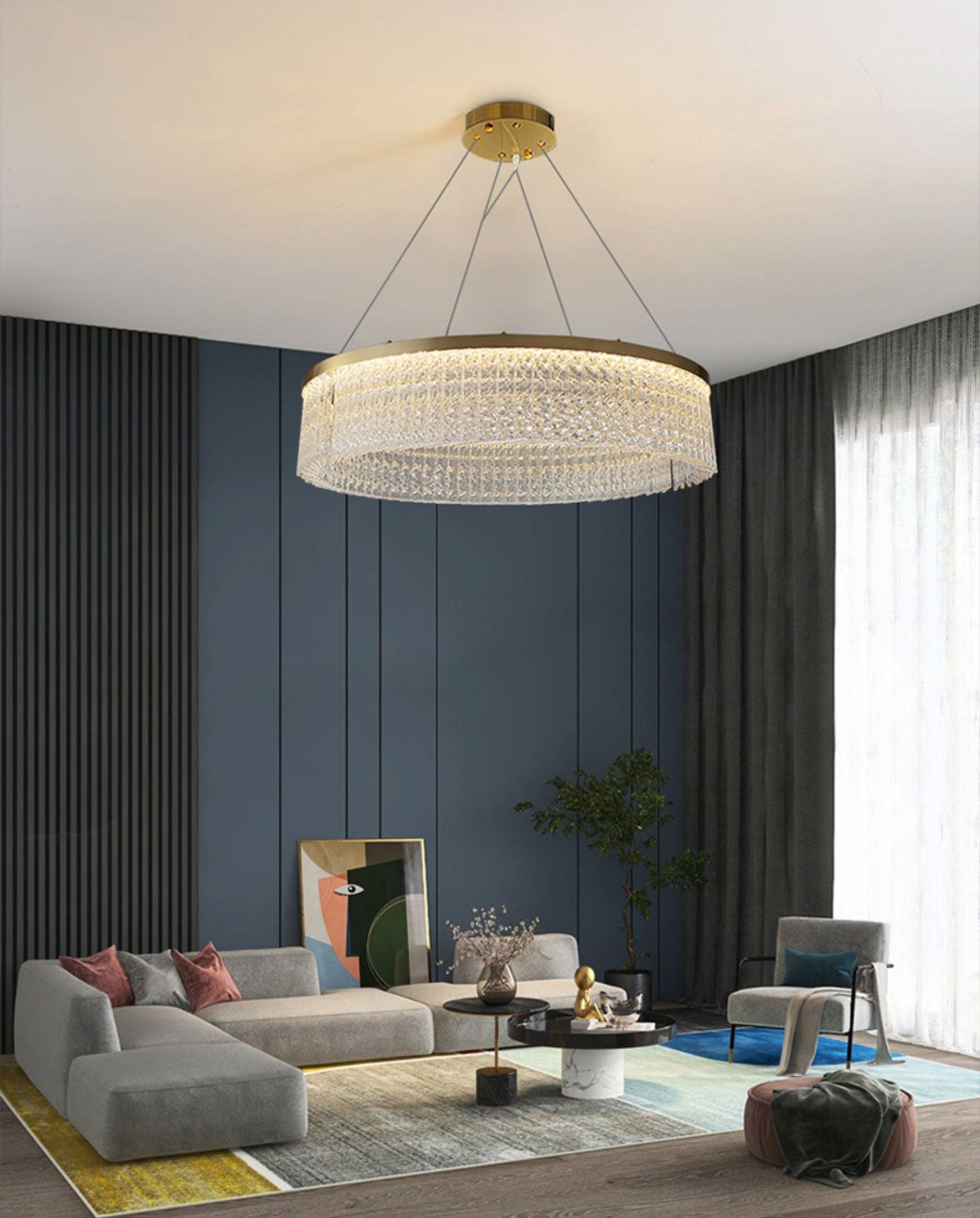 Lustra Chandelier Round Halo Crystal-Neutral Decor