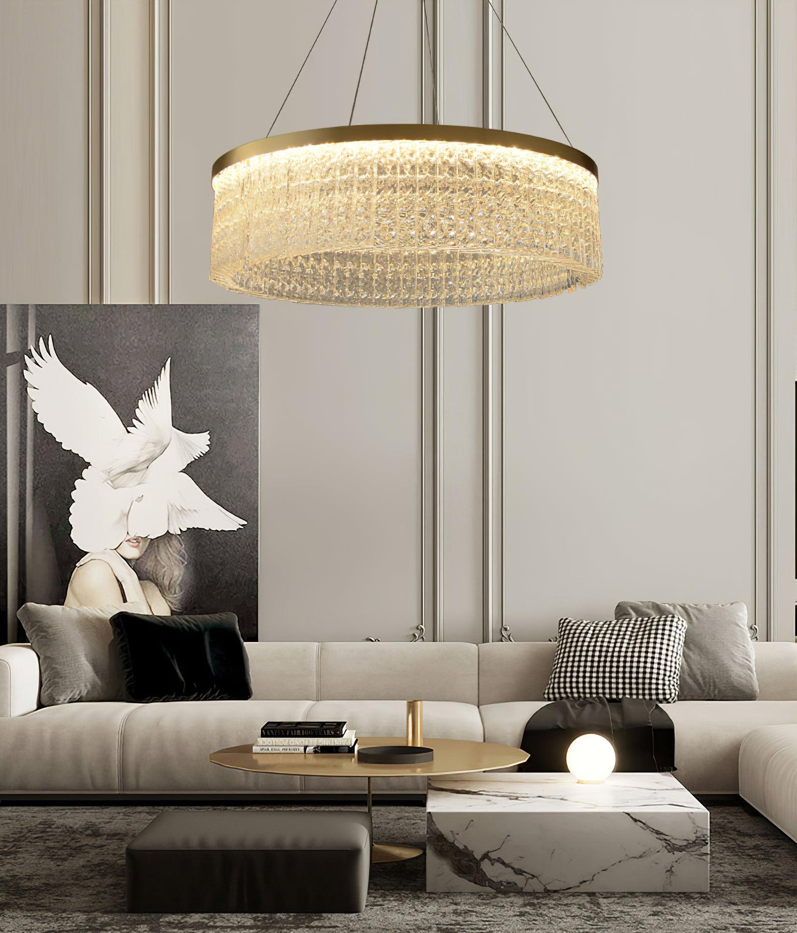 Lustra Chandelier Round Halo Crystal-Neutral Decor