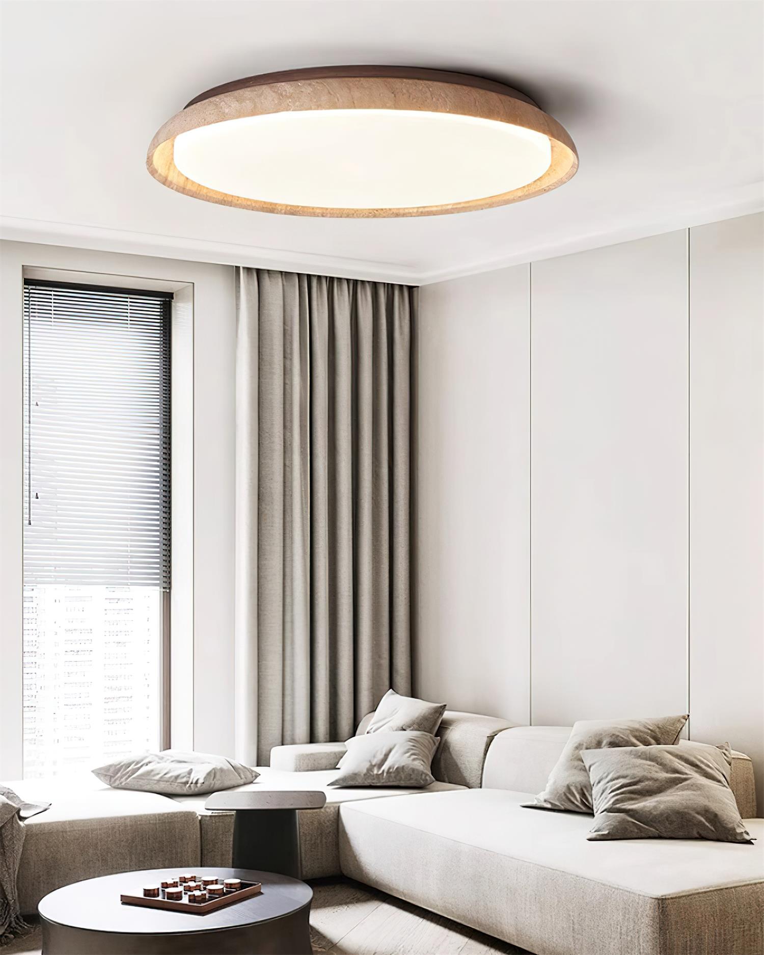 Sivo Round Travertine Ceiling Light-Neutral Decor