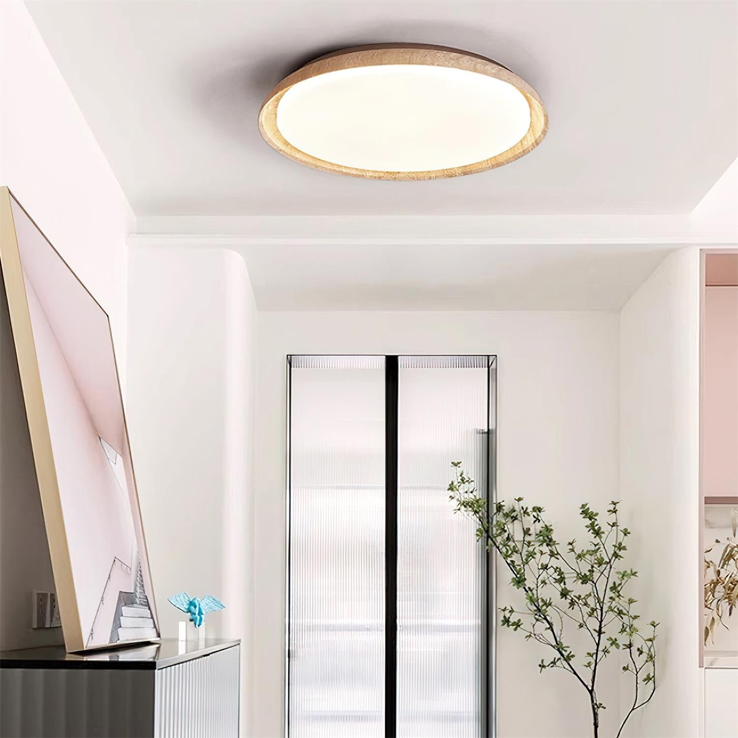 Sivo Round Travertine Ceiling Light-Neutral Decor