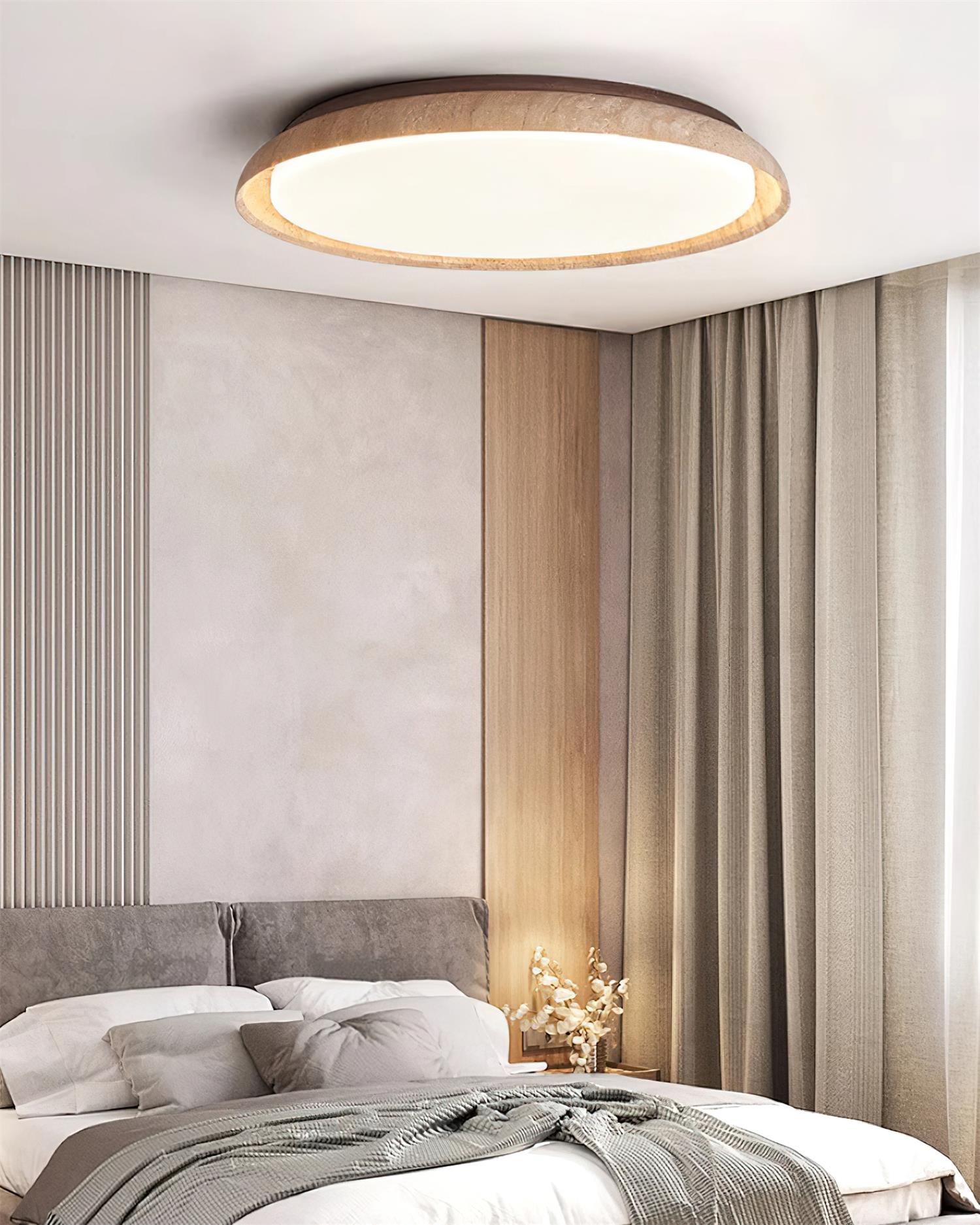 Sivo Round Travertine Ceiling Light-Neutral Decor