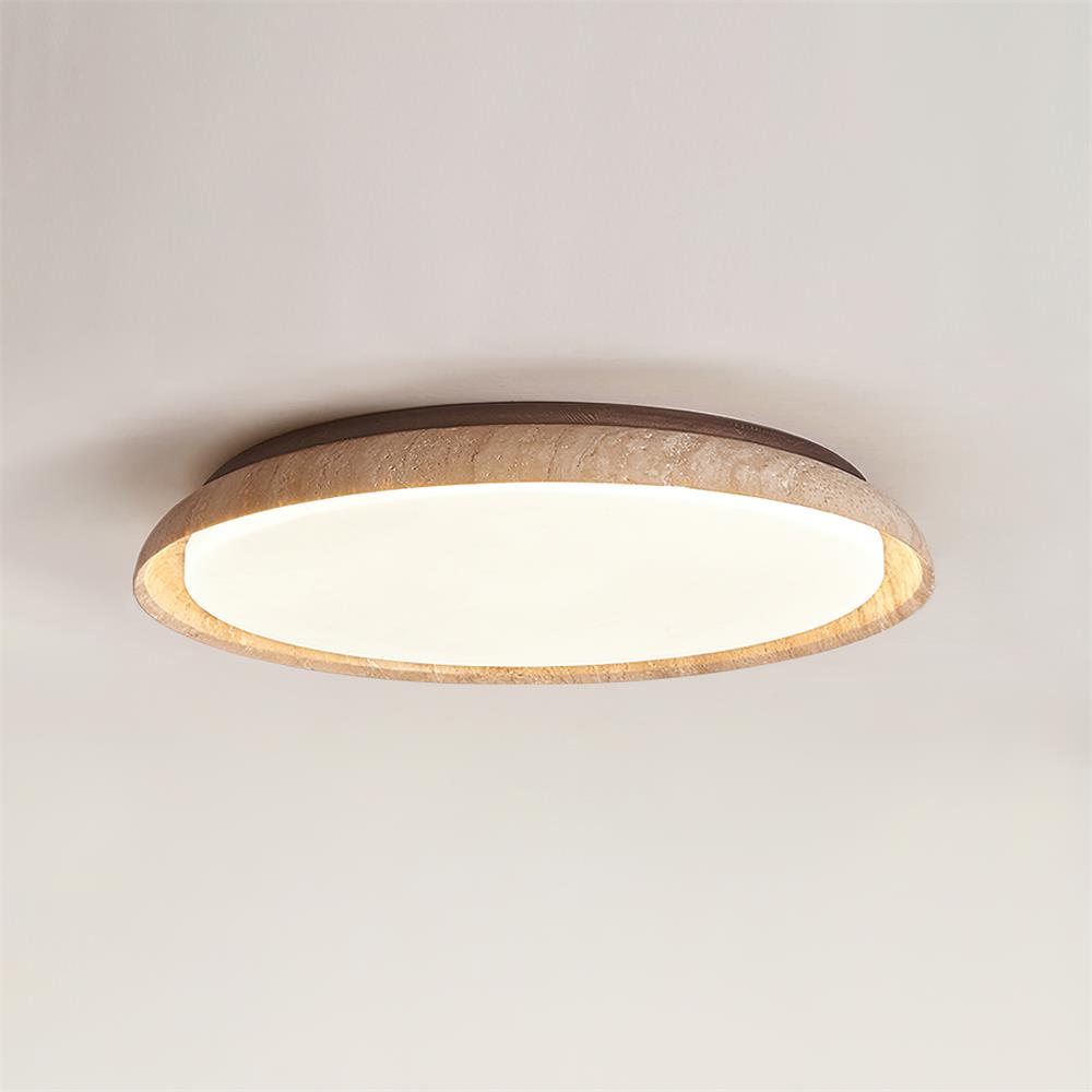 Sivo Round Travertine Ceiling Light-Neutral Decor