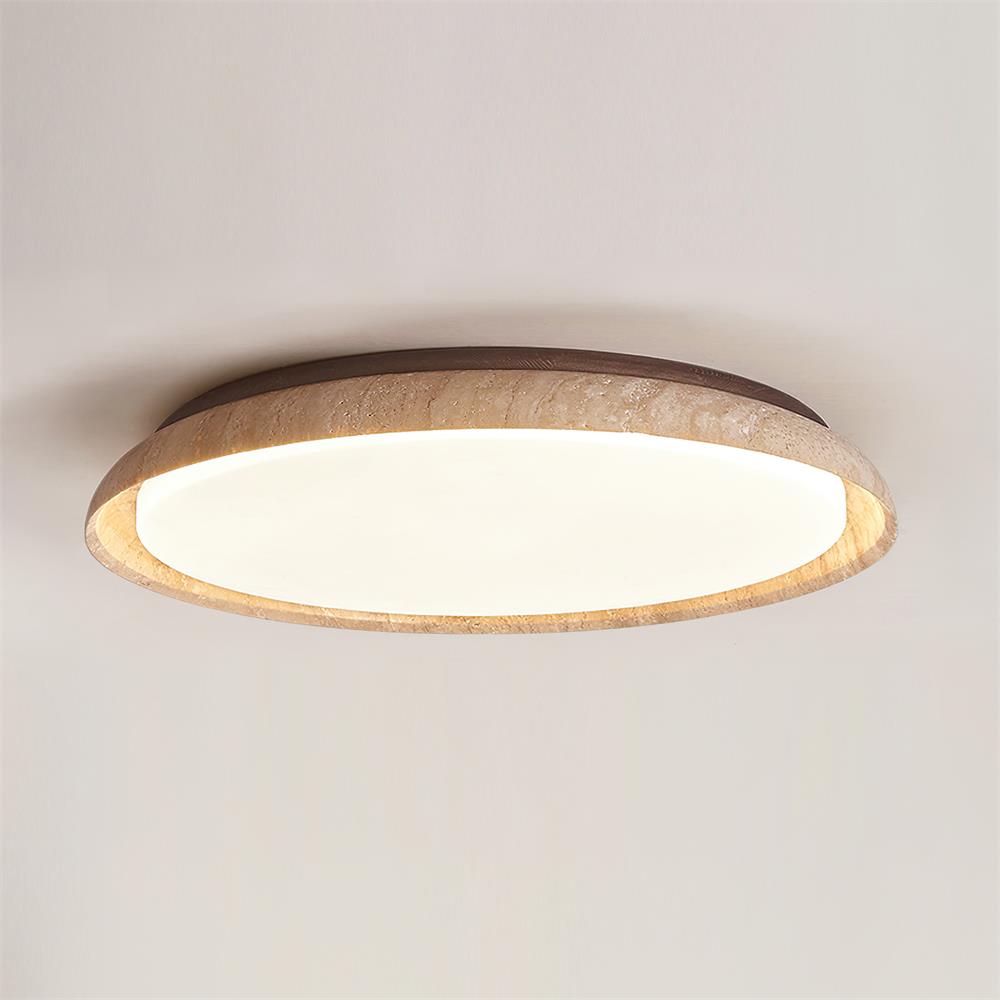 Sivo Round Travertine Ceiling Light-Neutral Decor