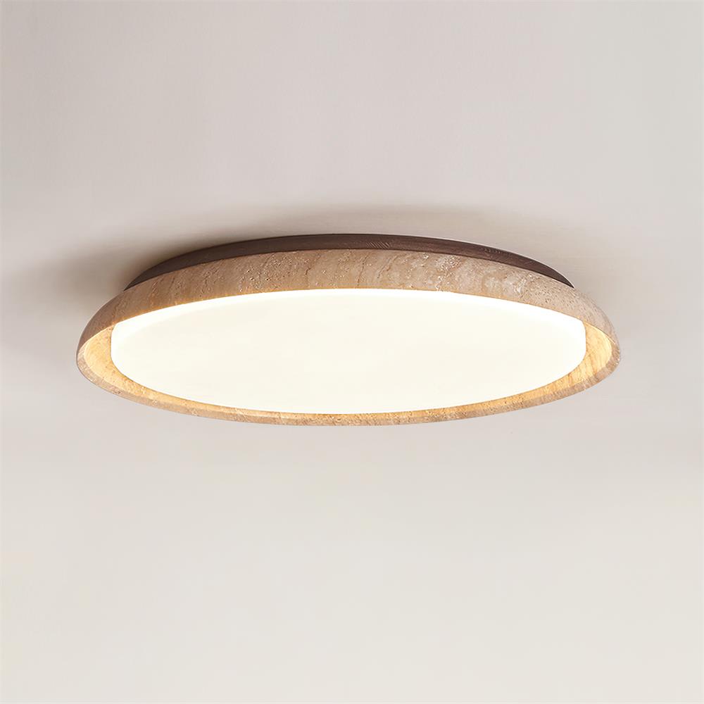 Sivo Round Travertine Ceiling Light-Neutral Decor