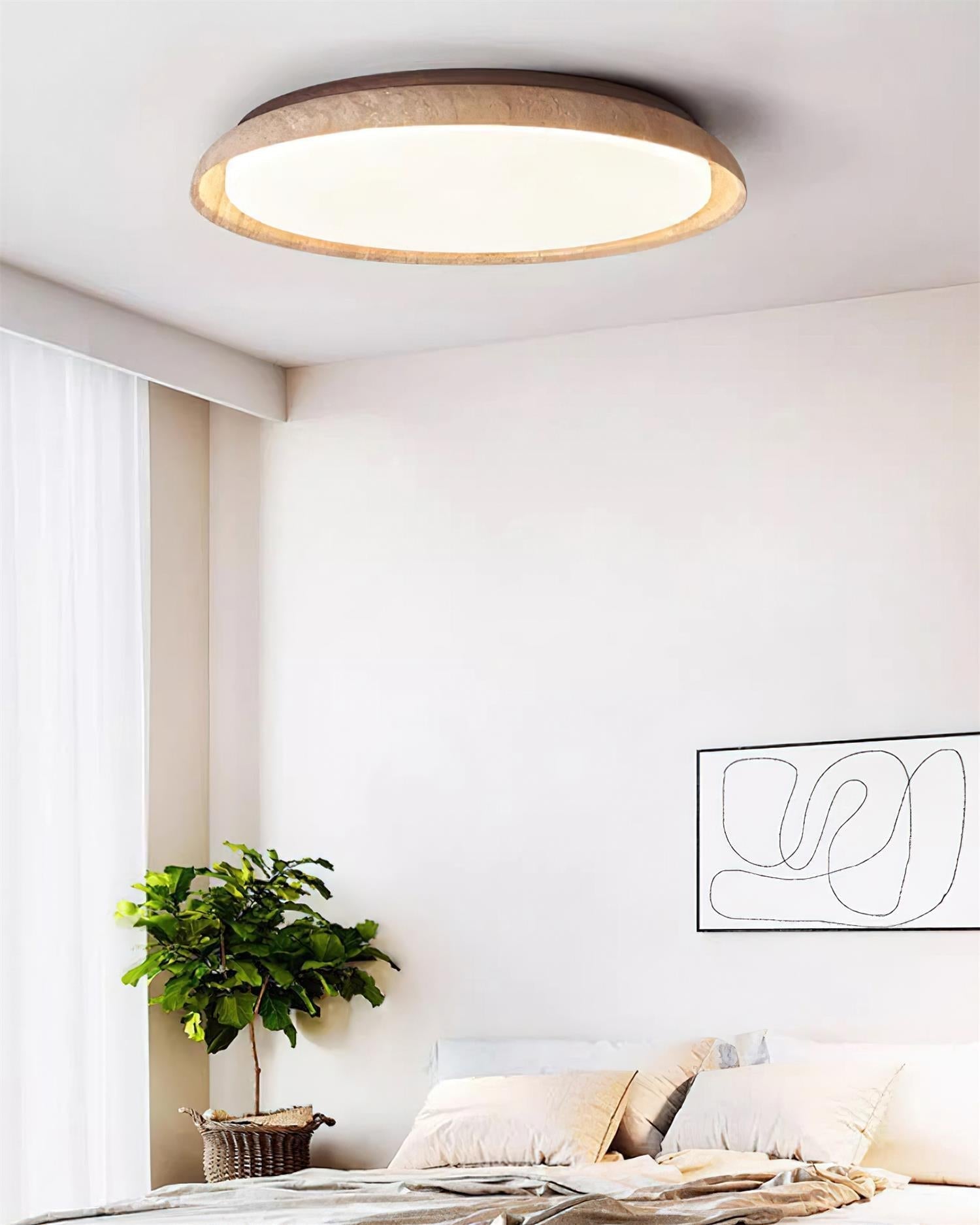 Sivo Round Travertine Ceiling Light-Neutral Decor