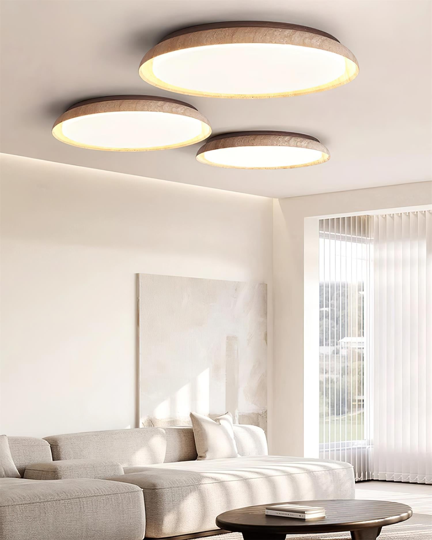 Sivo Round Travertine Ceiling Light-Neutral Decor