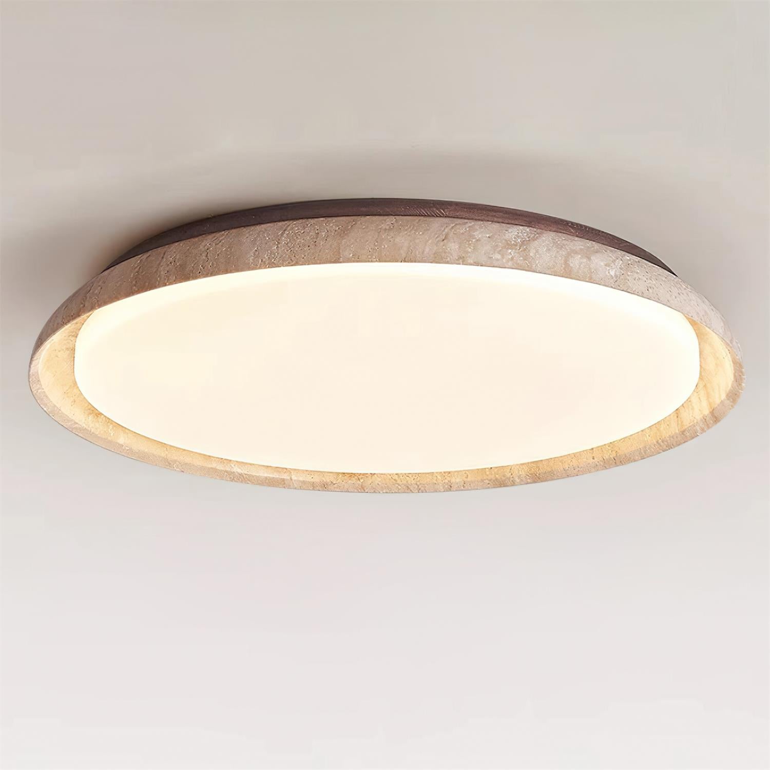 Sivo Round Travertine Ceiling Light-Neutral Decor
