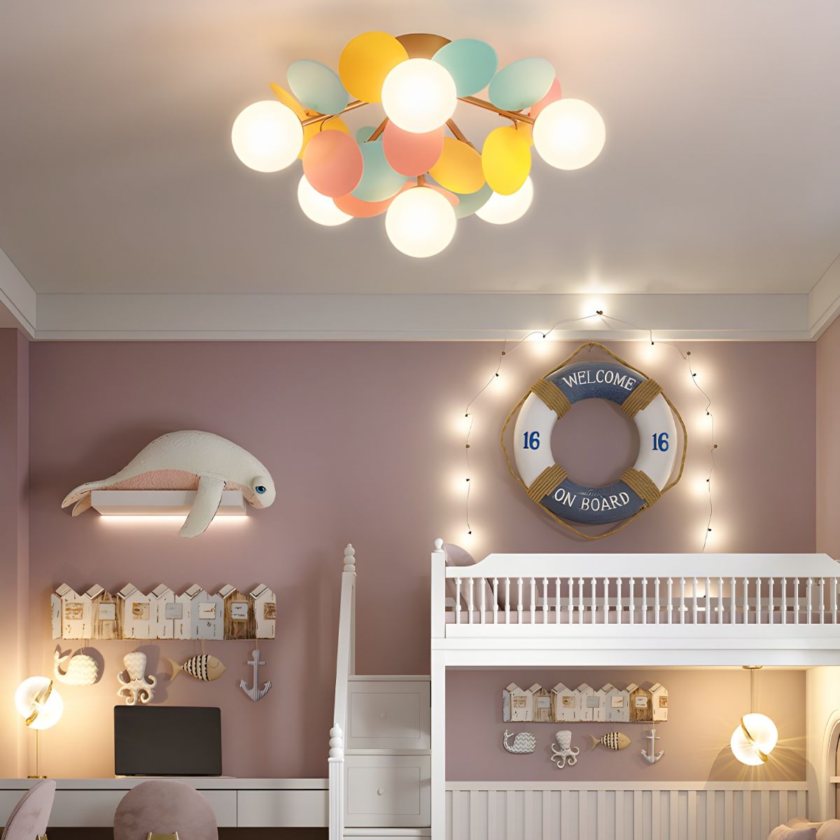 Solara Ceiling Lamp Round Macaron with Pastel Colors-Neutral Decor