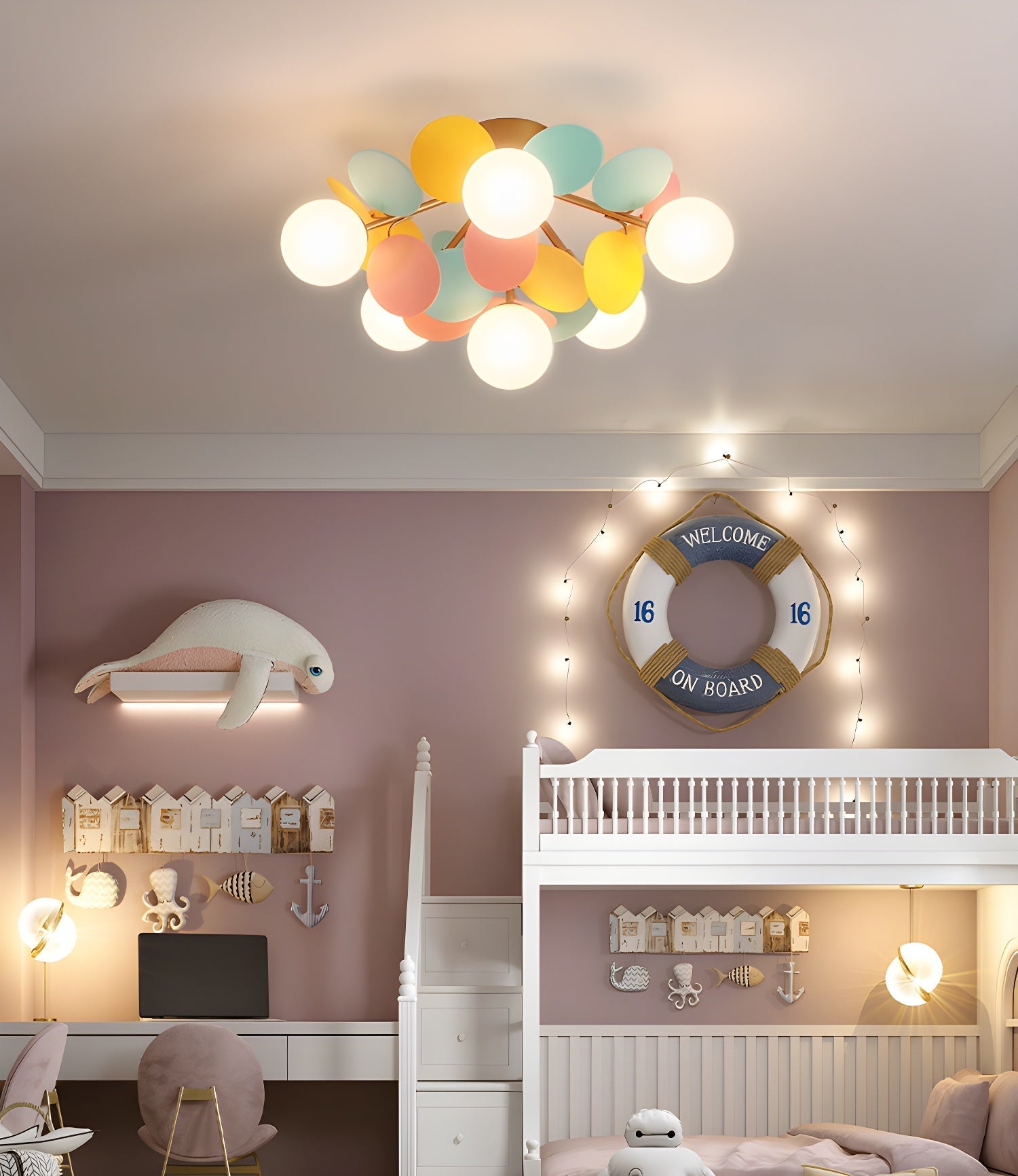 Solara Ceiling Lamp Round Macaron with Pastel Colors-Neutral Decor