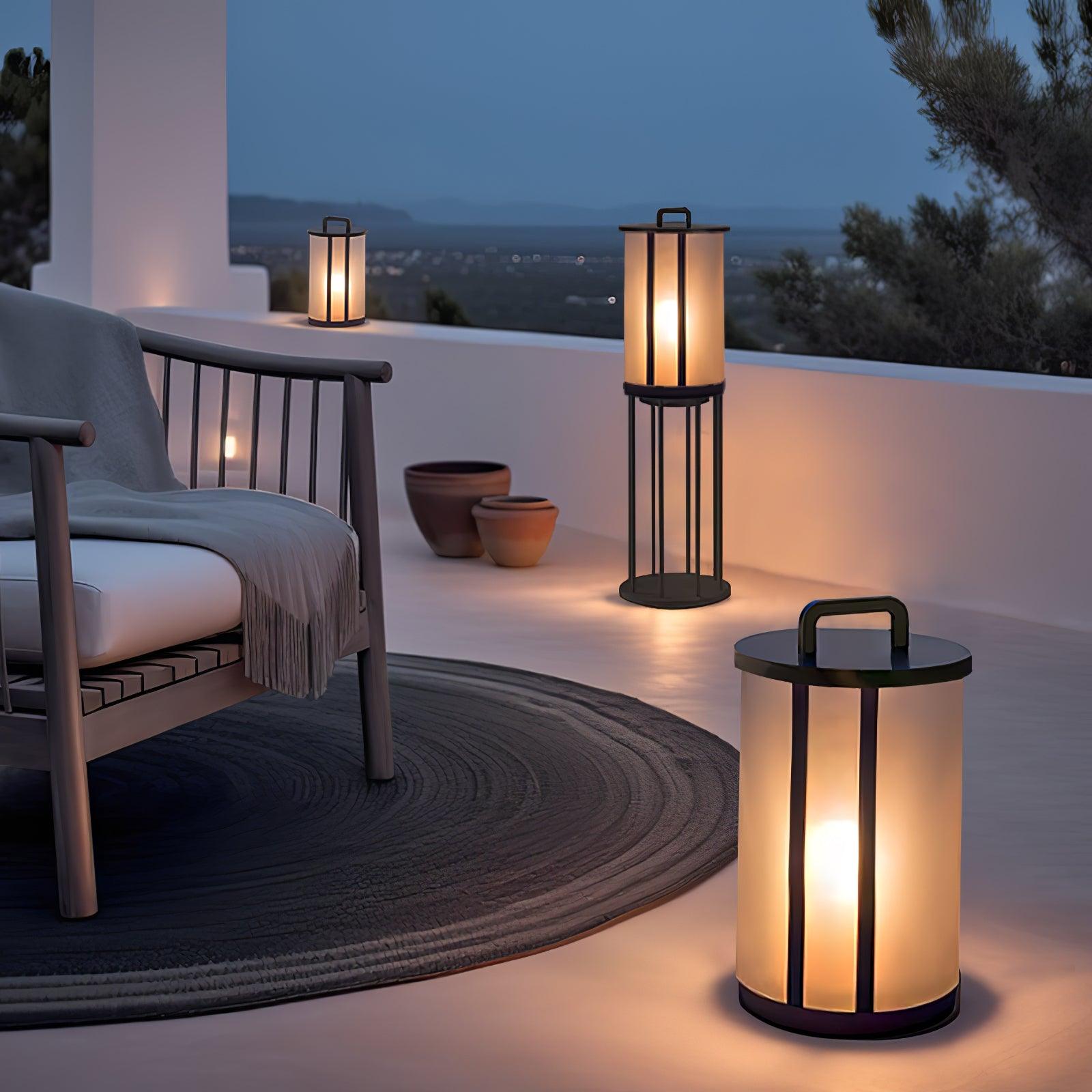 Elrinarae Pagoda Frame Travertine Lantern-Neutral Decor