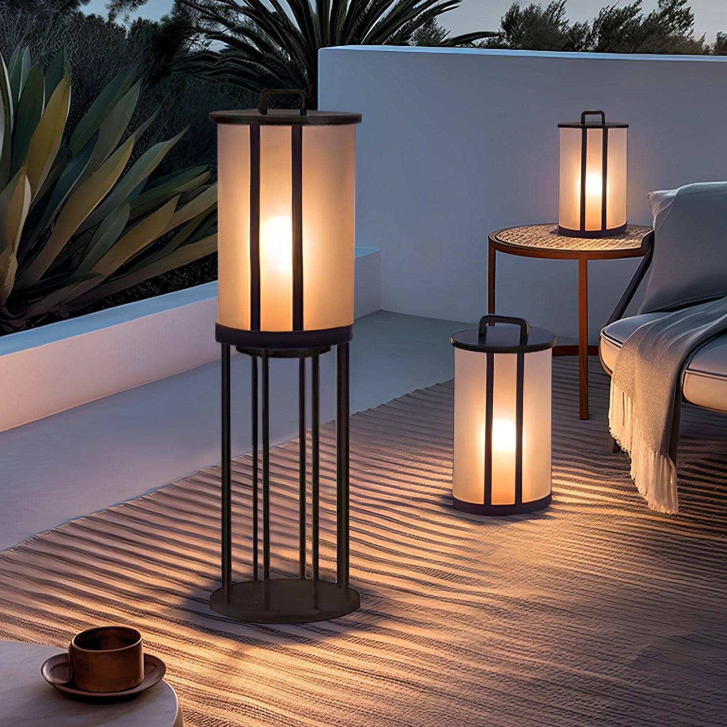 Elrinarae Pagoda Frame Travertine Lantern-Neutral Decor
