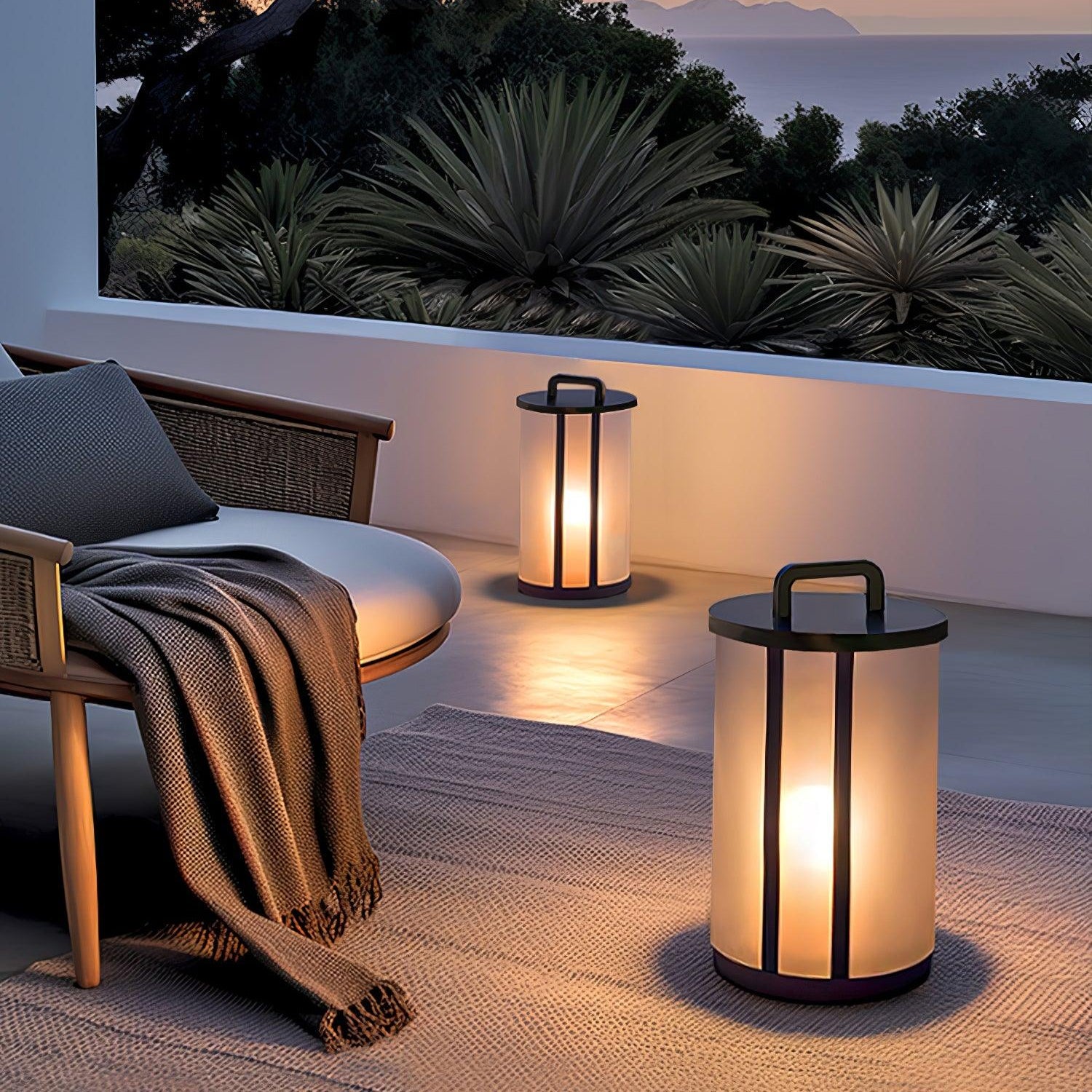Elrinarae Pagoda Frame Travertine Lantern-Neutral Decor