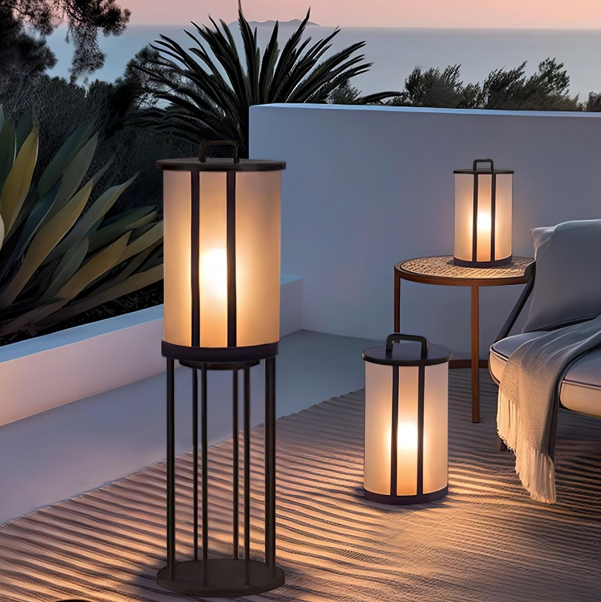 Elrinarae Pagoda Frame Travertine Lantern-Neutral Decor