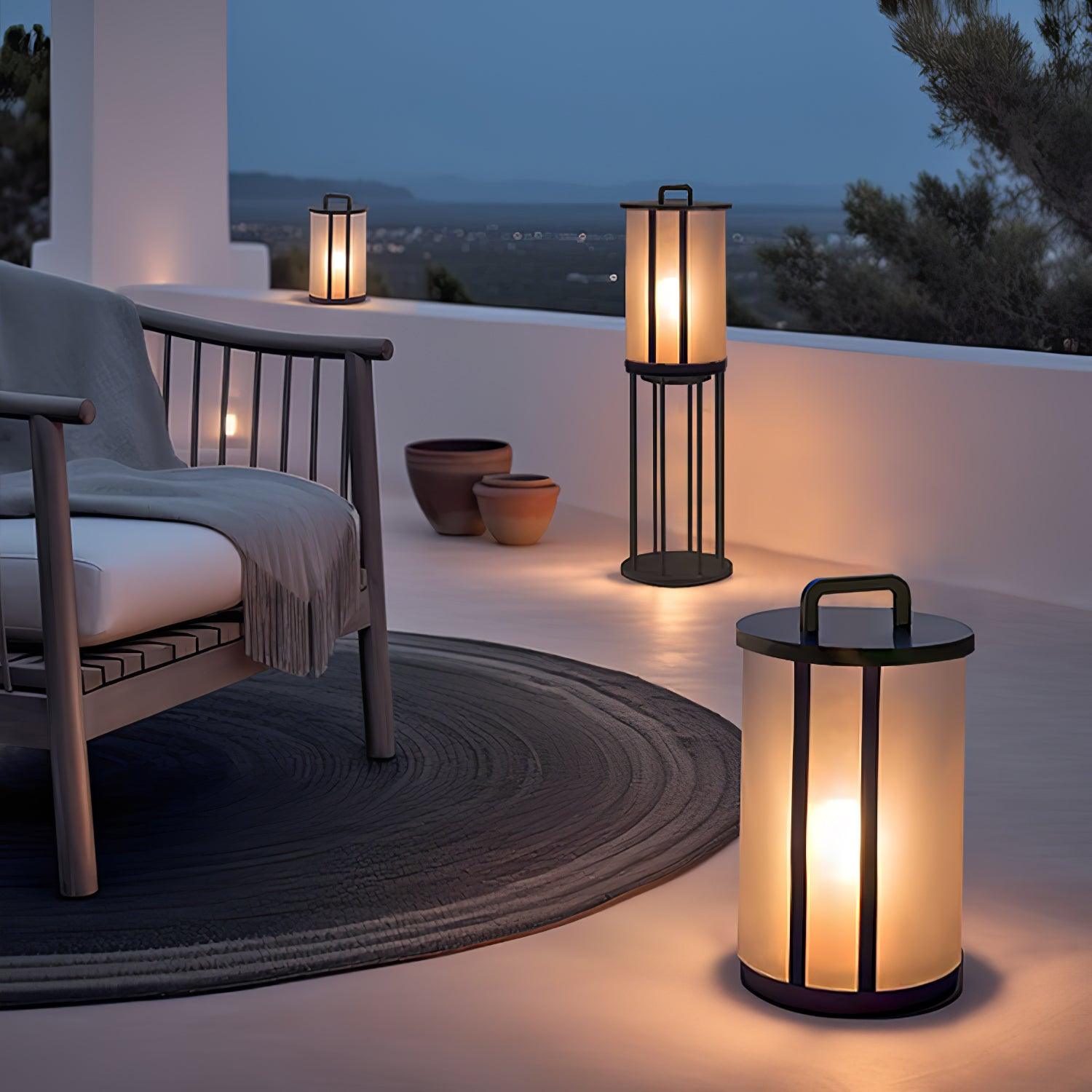 Elrinarae Pagoda Frame Travertine Lantern-Neutral Decor