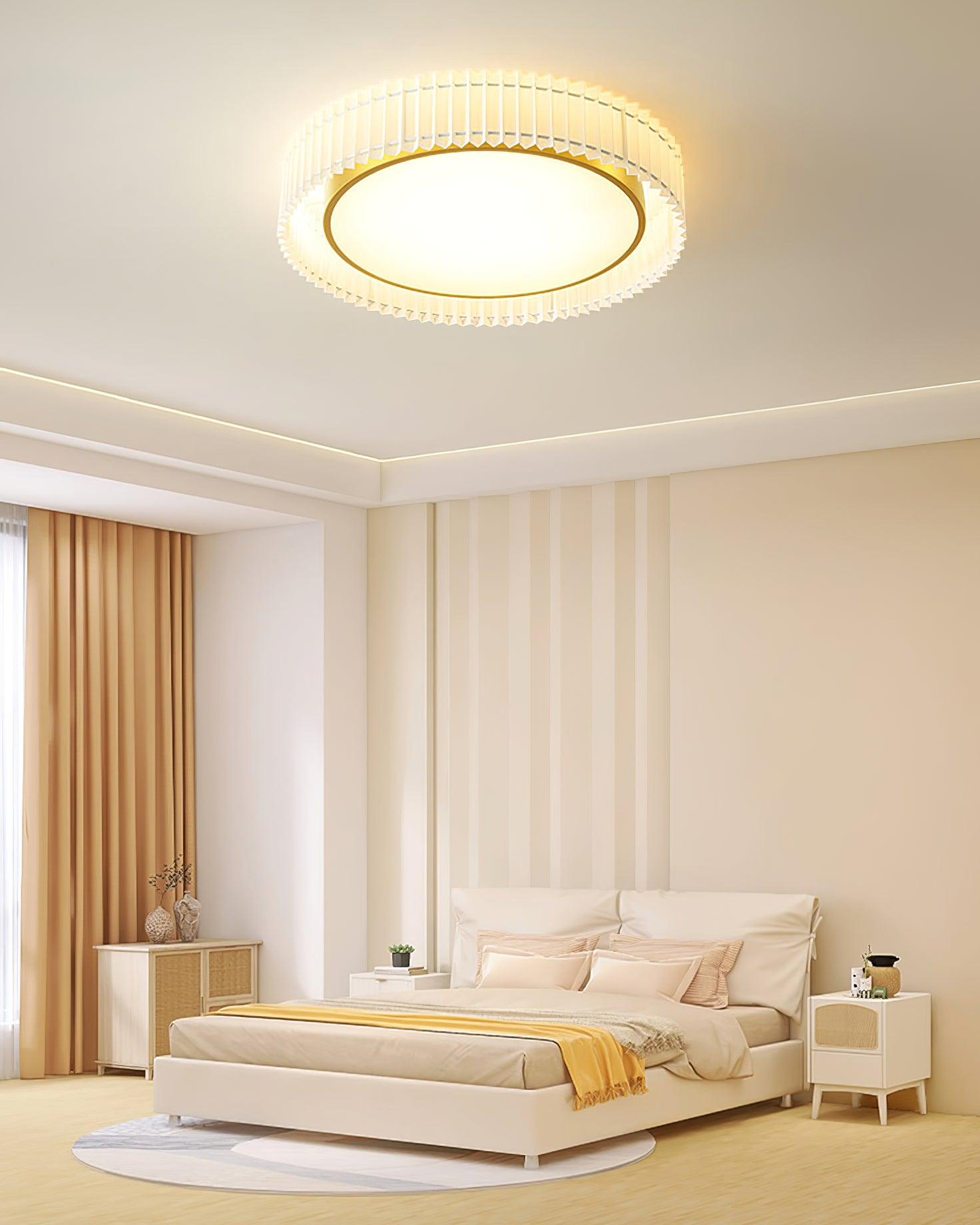 Corinila Round Pleated Fabric Ceiling Lamp-Neutral Decor