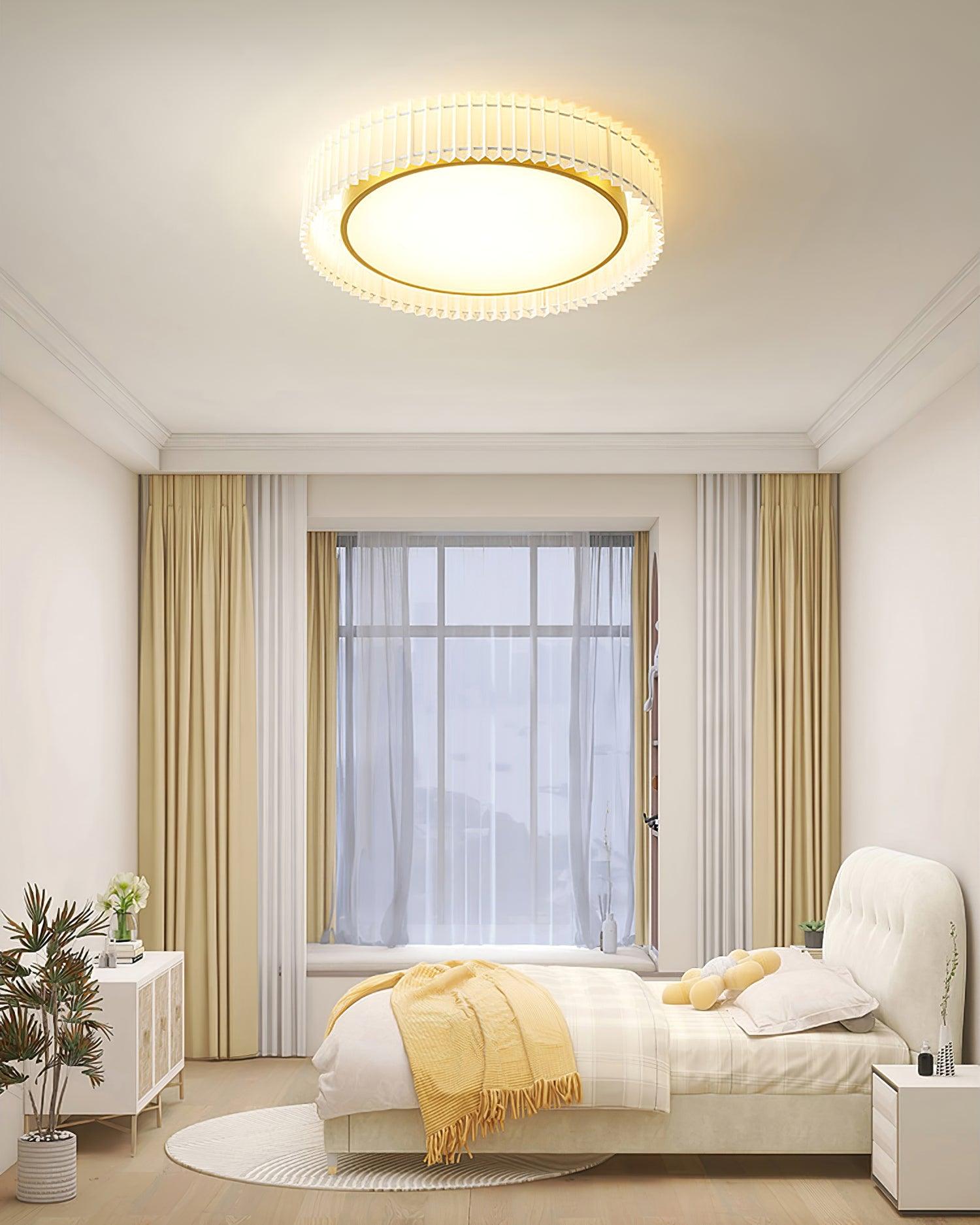 Corinila Round Pleated Fabric Ceiling Lamp-Neutral Decor