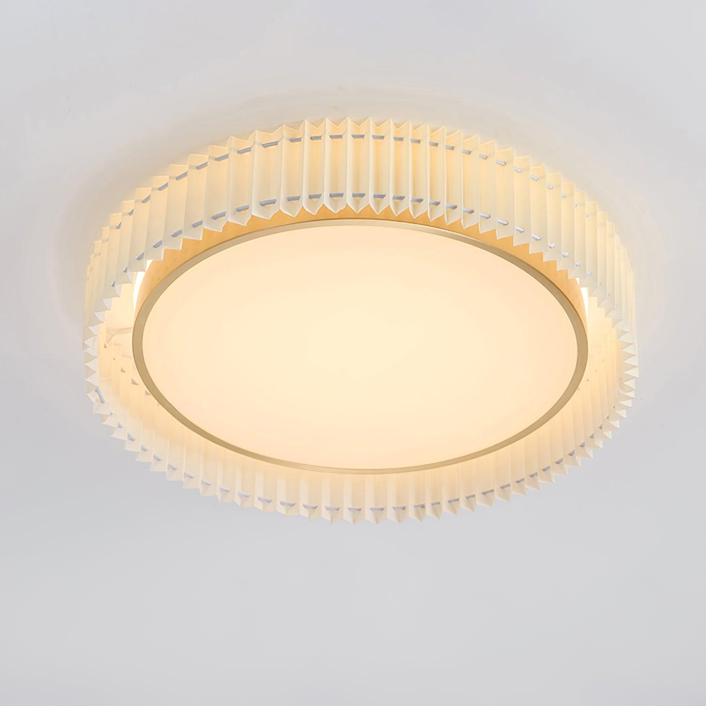 Corinila Round Pleated Fabric Ceiling Lamp-Neutral Decor