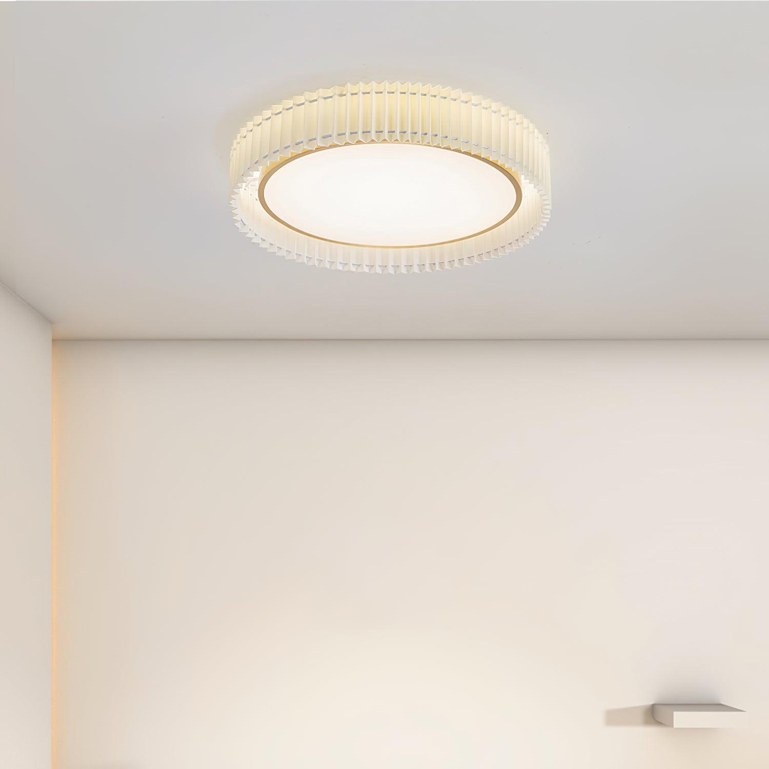 Corinila Round Pleated Fabric Ceiling Lamp-Neutral Decor