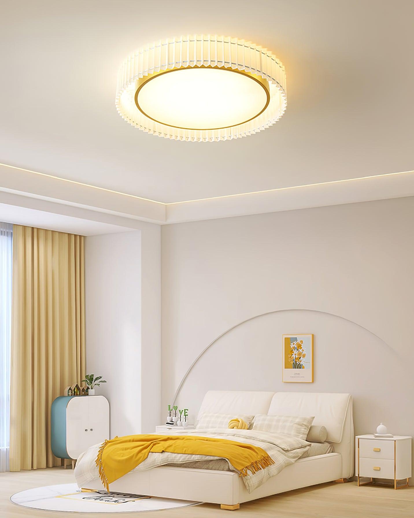 Corinila Round Pleated Fabric Ceiling Lamp-Neutral Decor
