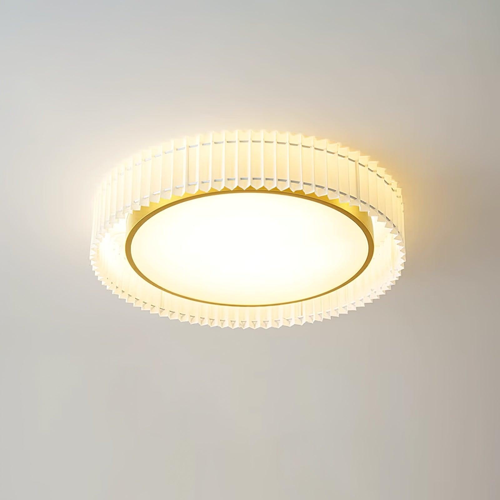 Corinila Round Pleated Fabric Ceiling Lamp-Neutral Decor