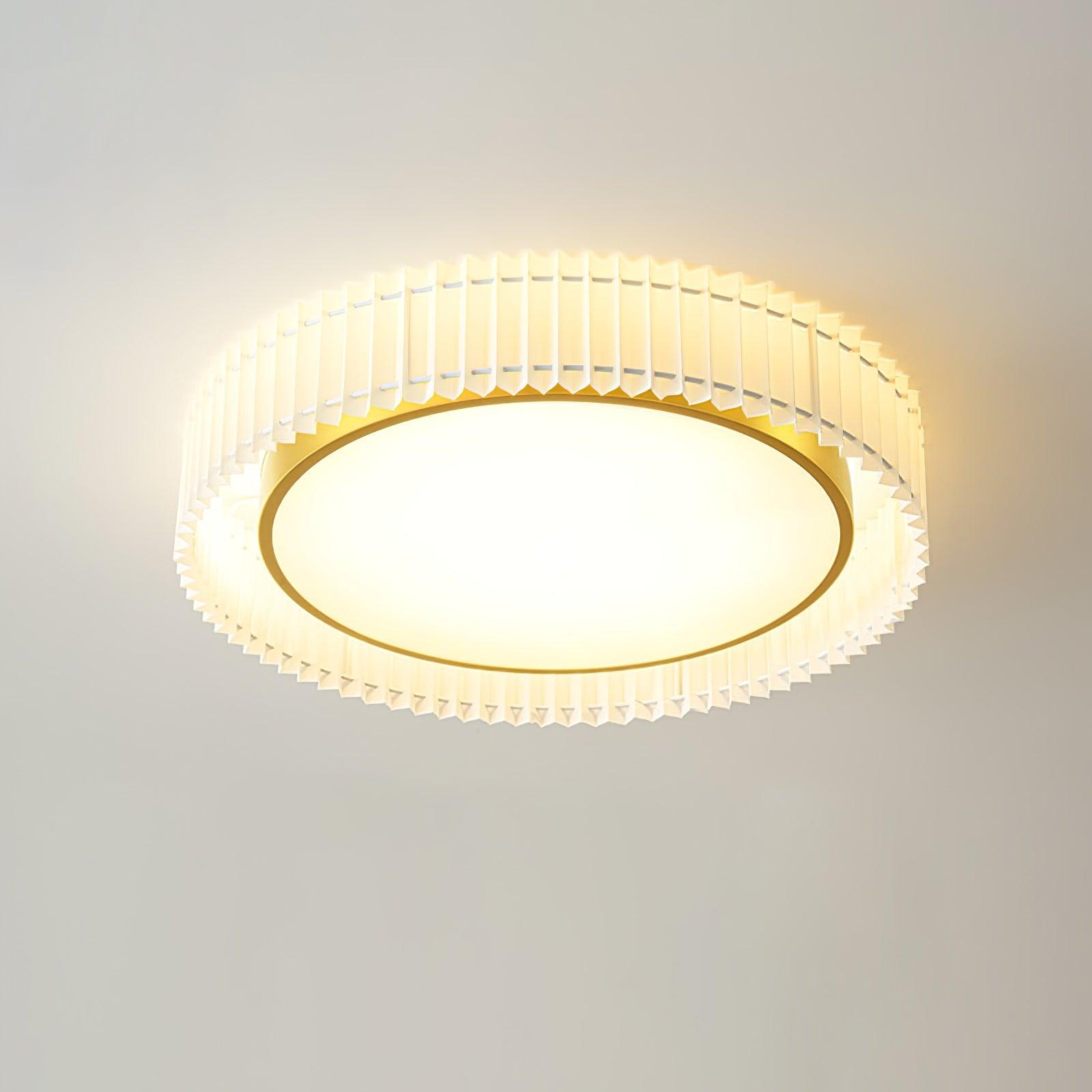 Corinila Round Pleated Fabric Ceiling Lamp-Neutral Decor