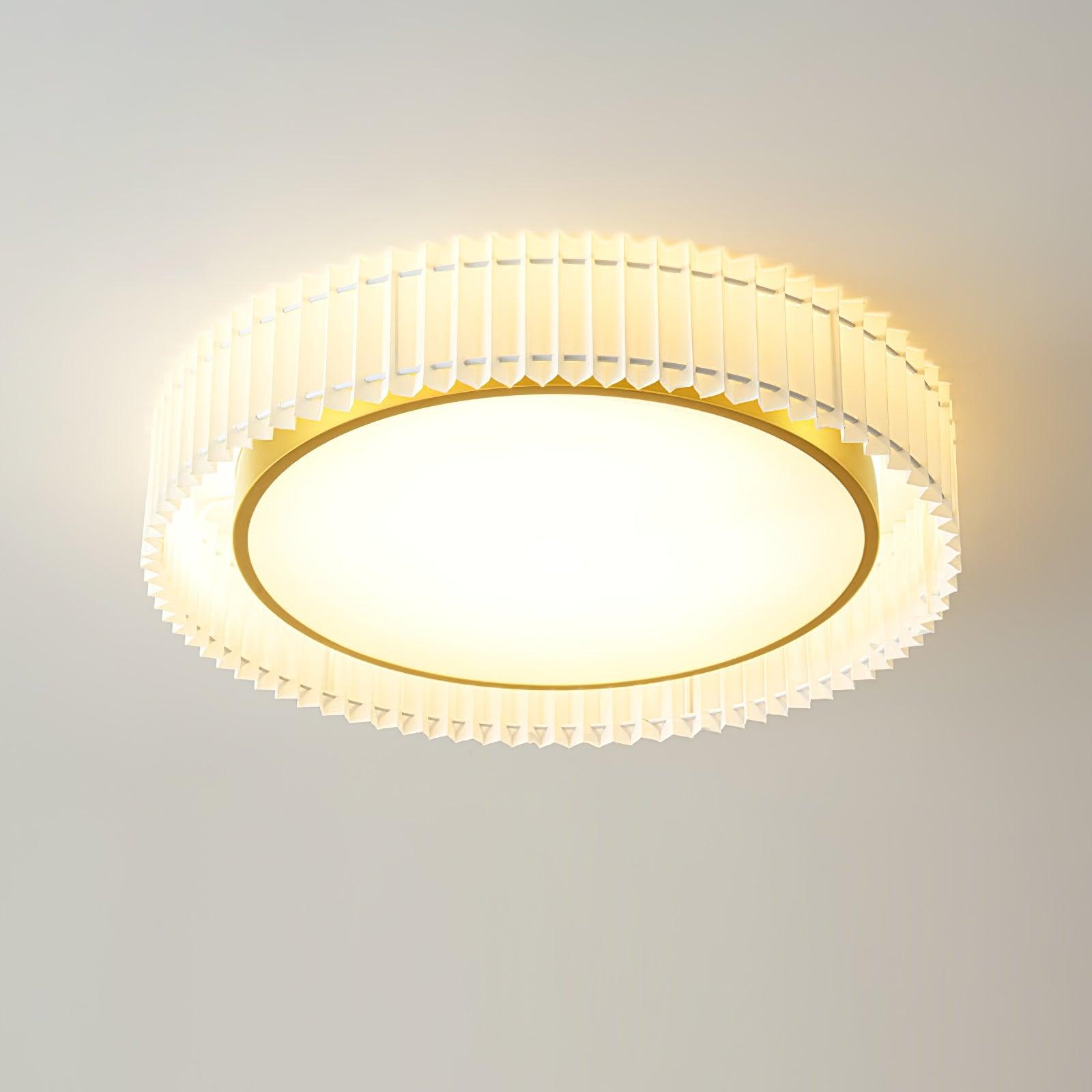 Corinila Round Pleated Fabric Ceiling Lamp-Neutral Decor