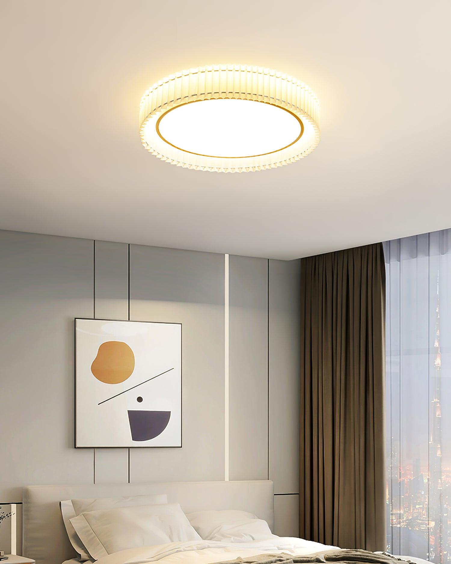 Corinila Round Pleated Fabric Ceiling Lamp-Neutral Decor
