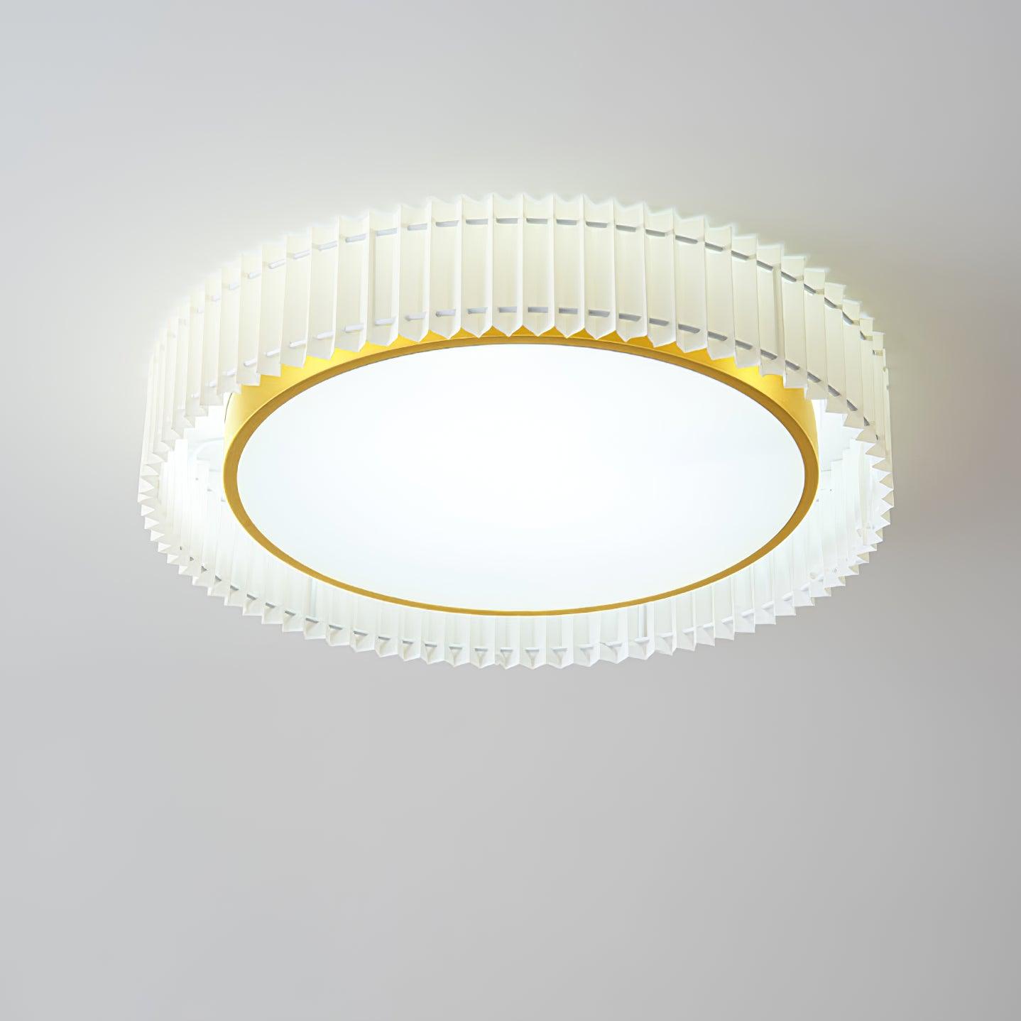 Corinila Round Pleated Fabric Ceiling Lamp-Neutral Decor
