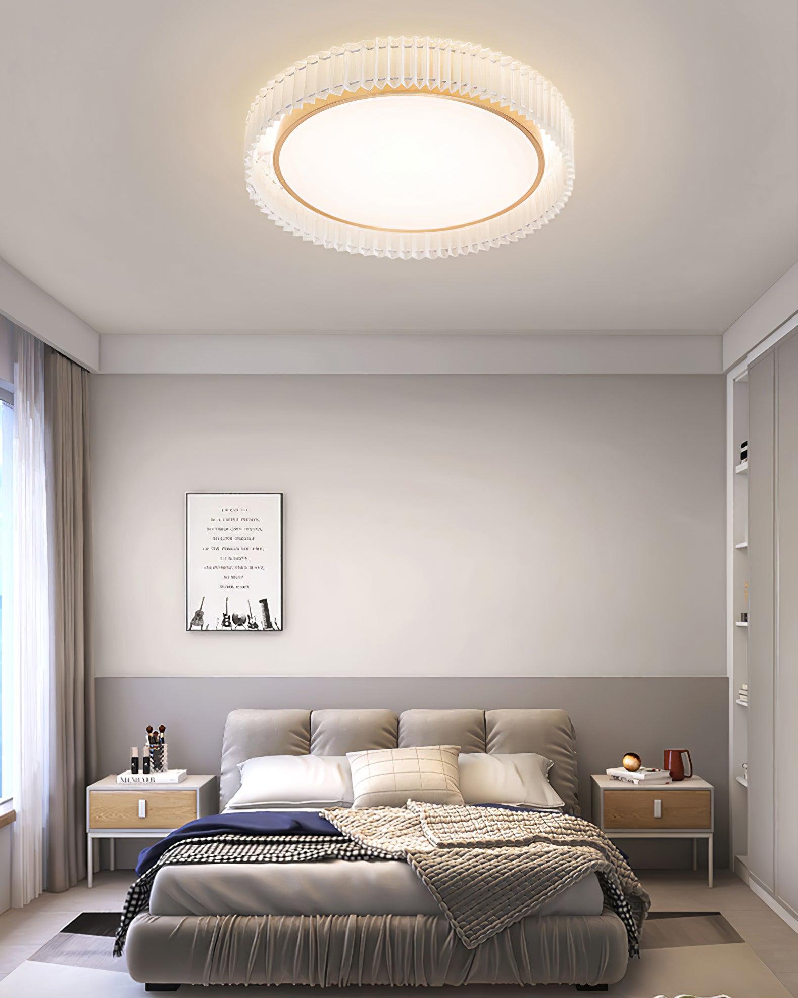 Corinila Round Pleated Fabric Ceiling Lamp-Neutral Decor