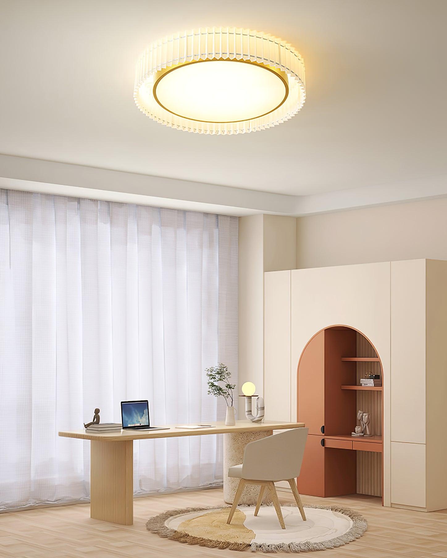 Corinila Round Pleated Fabric Ceiling Lamp-Neutral Decor