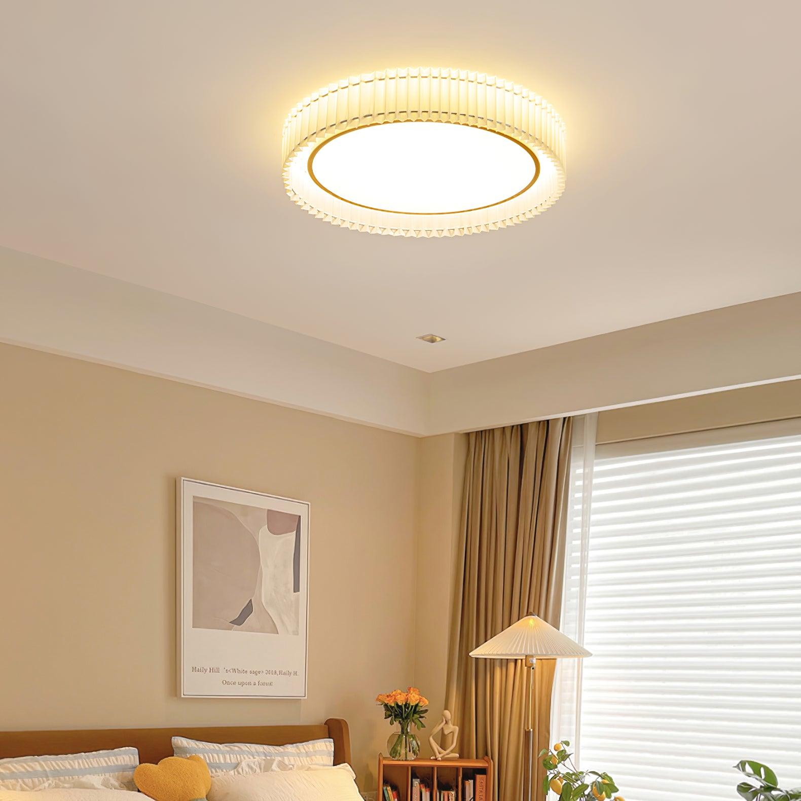 Corinila Round Pleated Fabric Ceiling Lamp-Neutral Decor