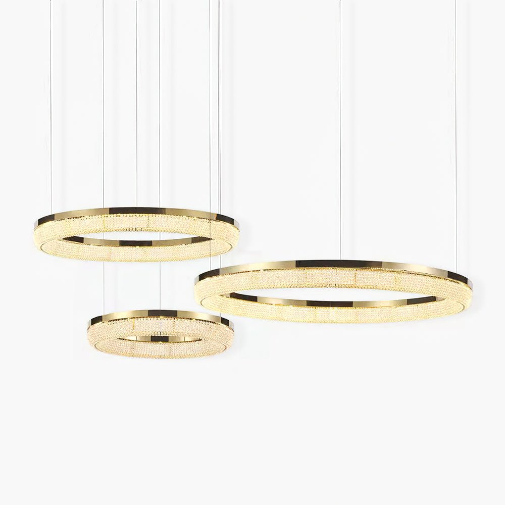 Caelis Chandelier Round Ring Crystal Gold LED-Neutral Decor