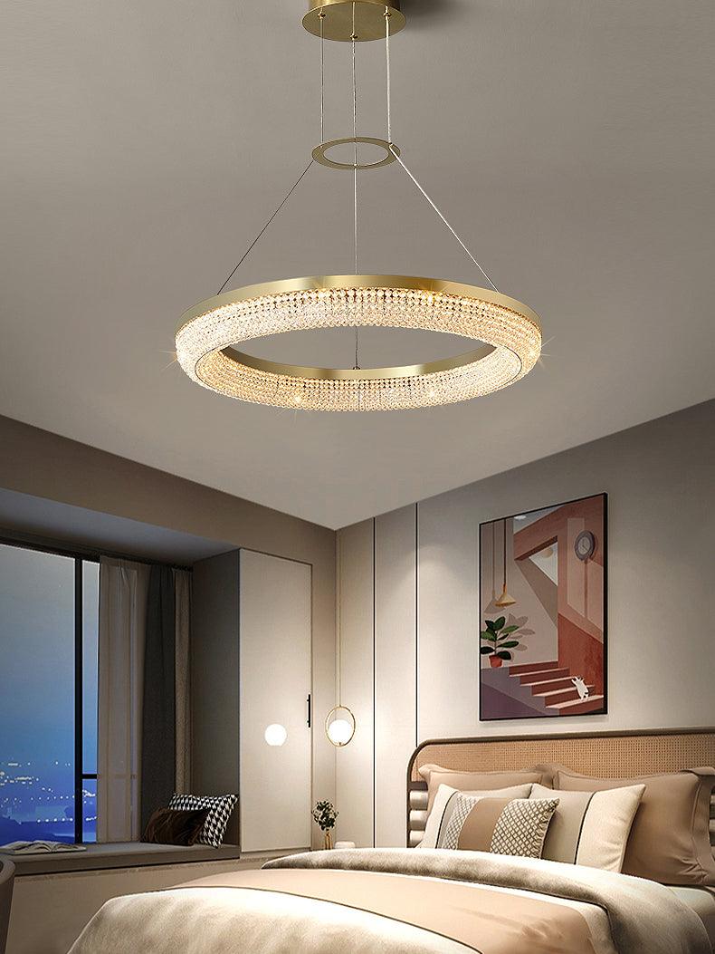 Caelis Chandelier Round Ring Crystal Gold LED-Neutral Decor