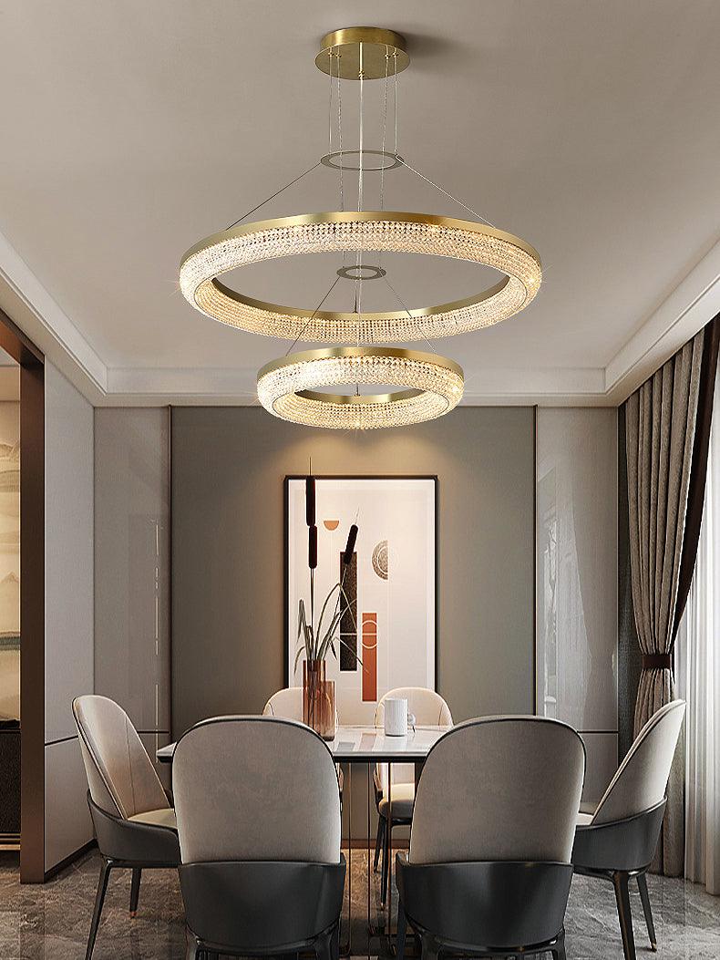 Caelis Chandelier Round Ring Crystal Gold LED-Neutral Decor