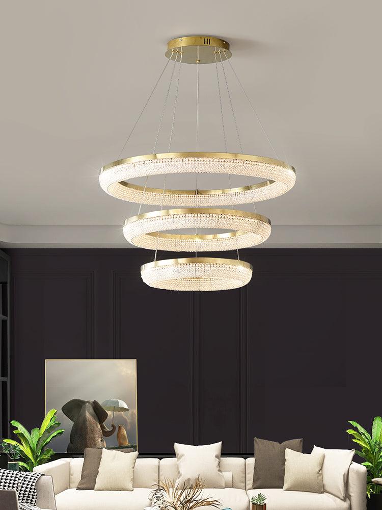 Caelis Chandelier Round Ring Crystal Gold LED-Neutral Decor