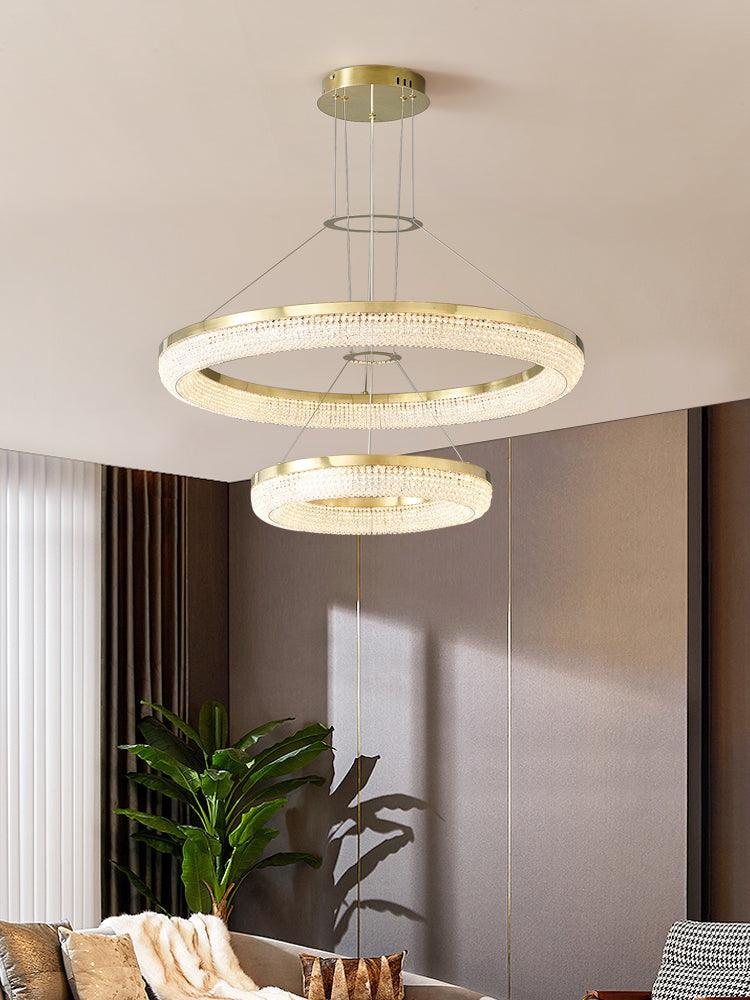 Caelis Chandelier Round Ring Crystal Gold LED-Neutral Decor