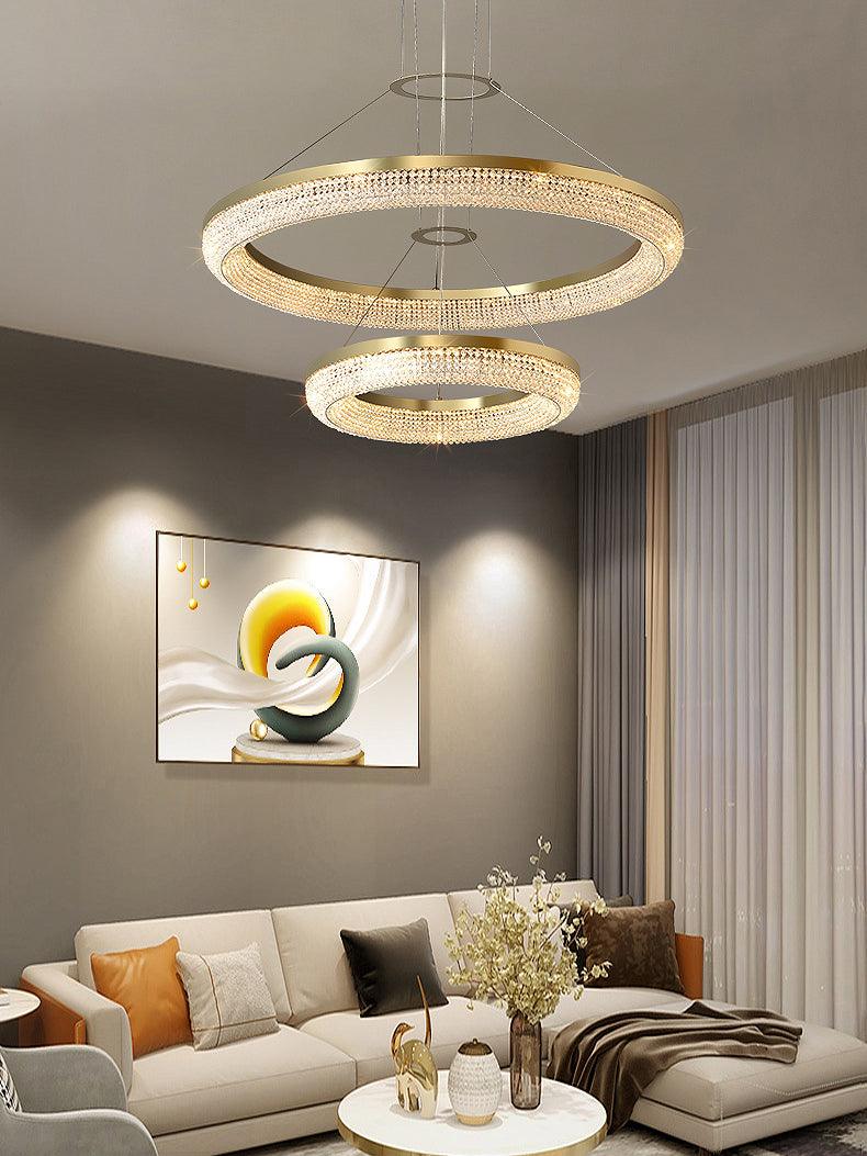 Caelis Chandelier Round Ring Crystal Gold LED-Neutral Decor