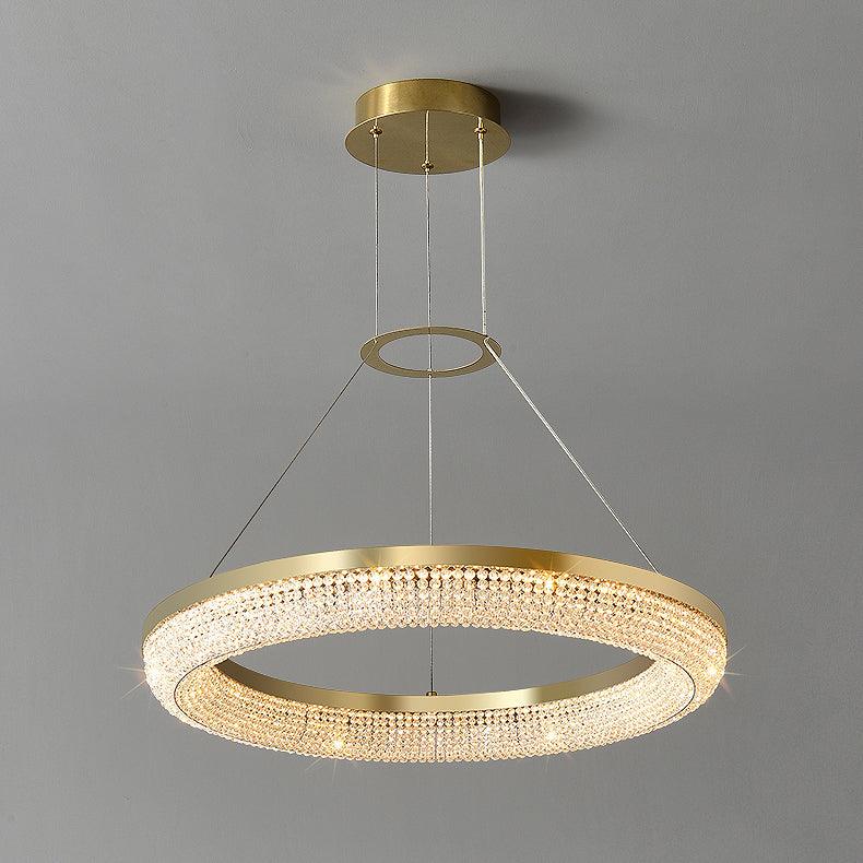Caelis Chandelier Round Ring Crystal Gold LED-Neutral Decor