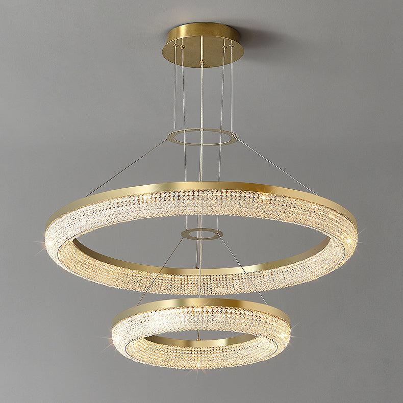Caelis Chandelier Round Ring Crystal Gold LED-Neutral Decor