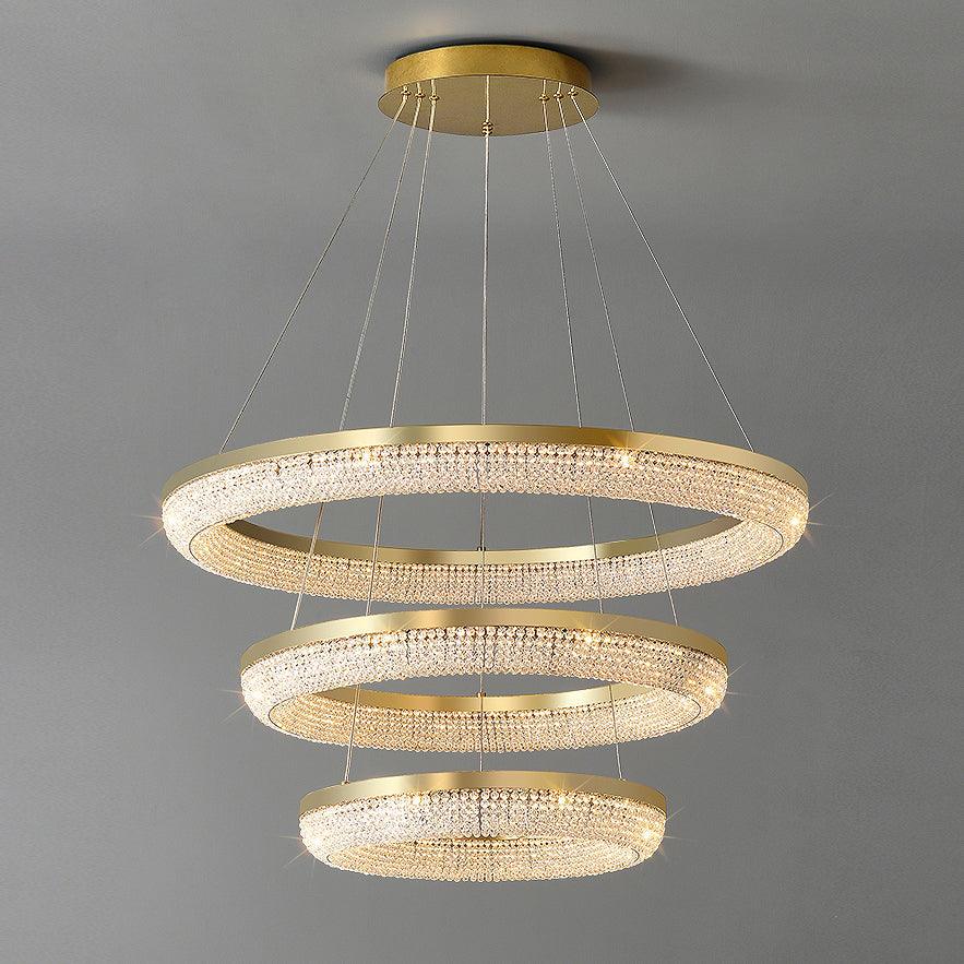 Caelis Chandelier Round Ring Crystal Gold LED-Neutral Decor