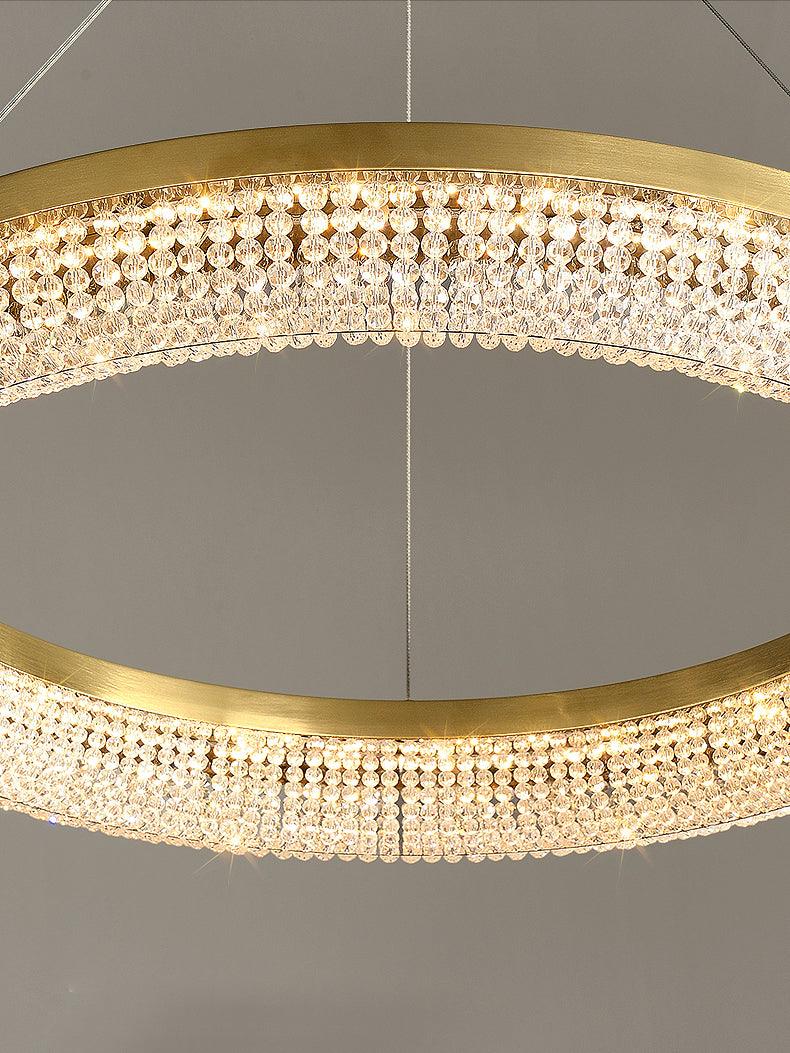 Caelis Chandelier Round Ring Crystal Gold LED-Neutral Decor