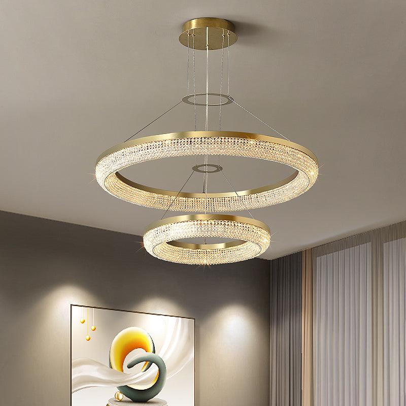 Caelis Chandelier Round Ring Crystal Gold LED-Neutral Decor